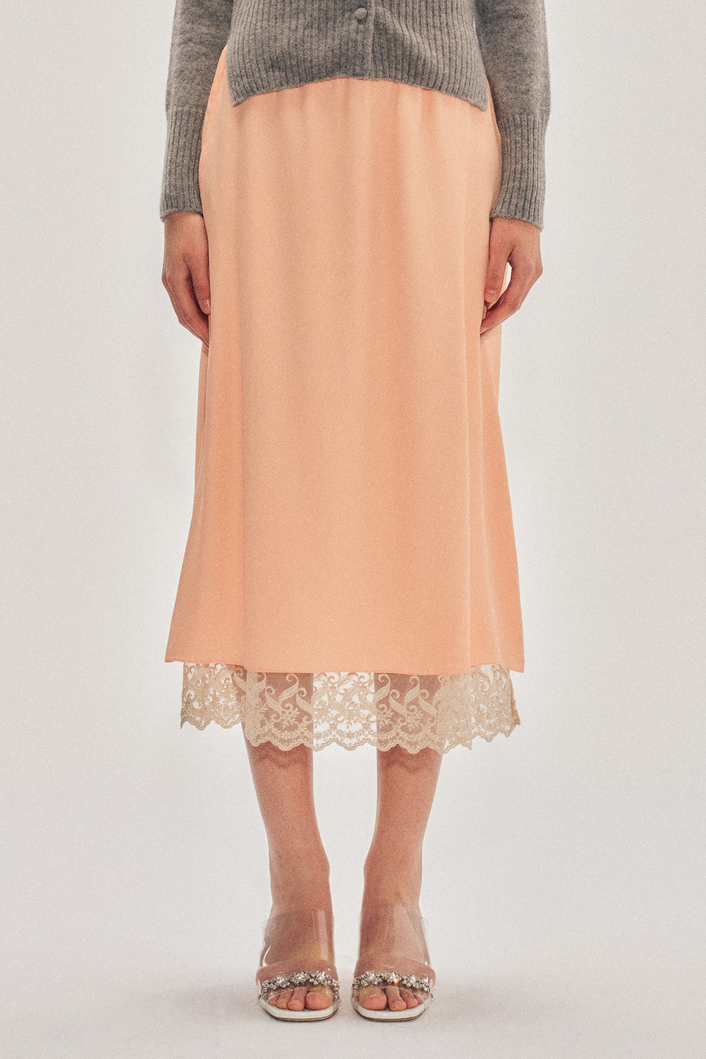 Lace Trim Negligee Skirt