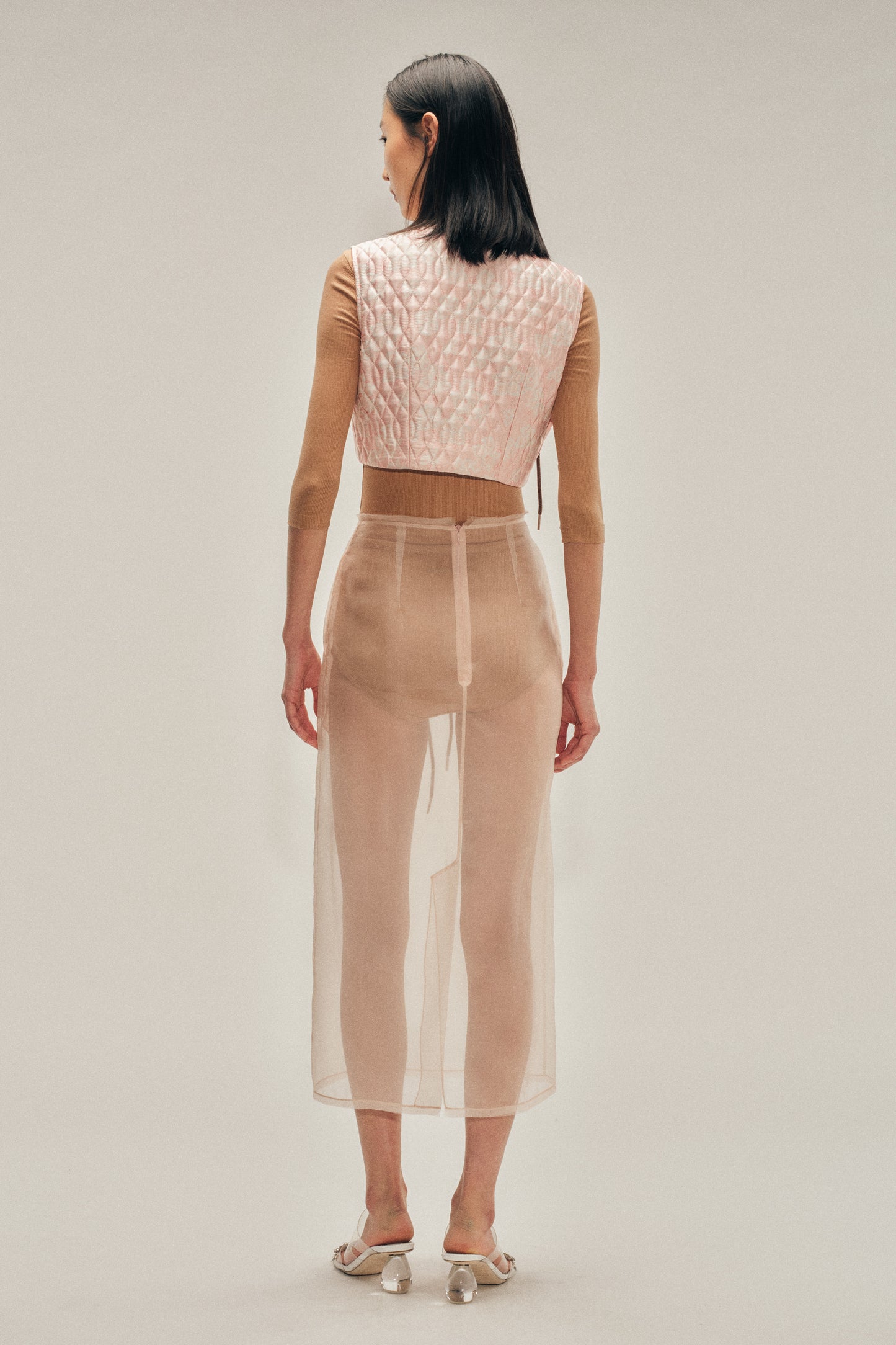 Embellished Quilted Offset Fragment Collar Top