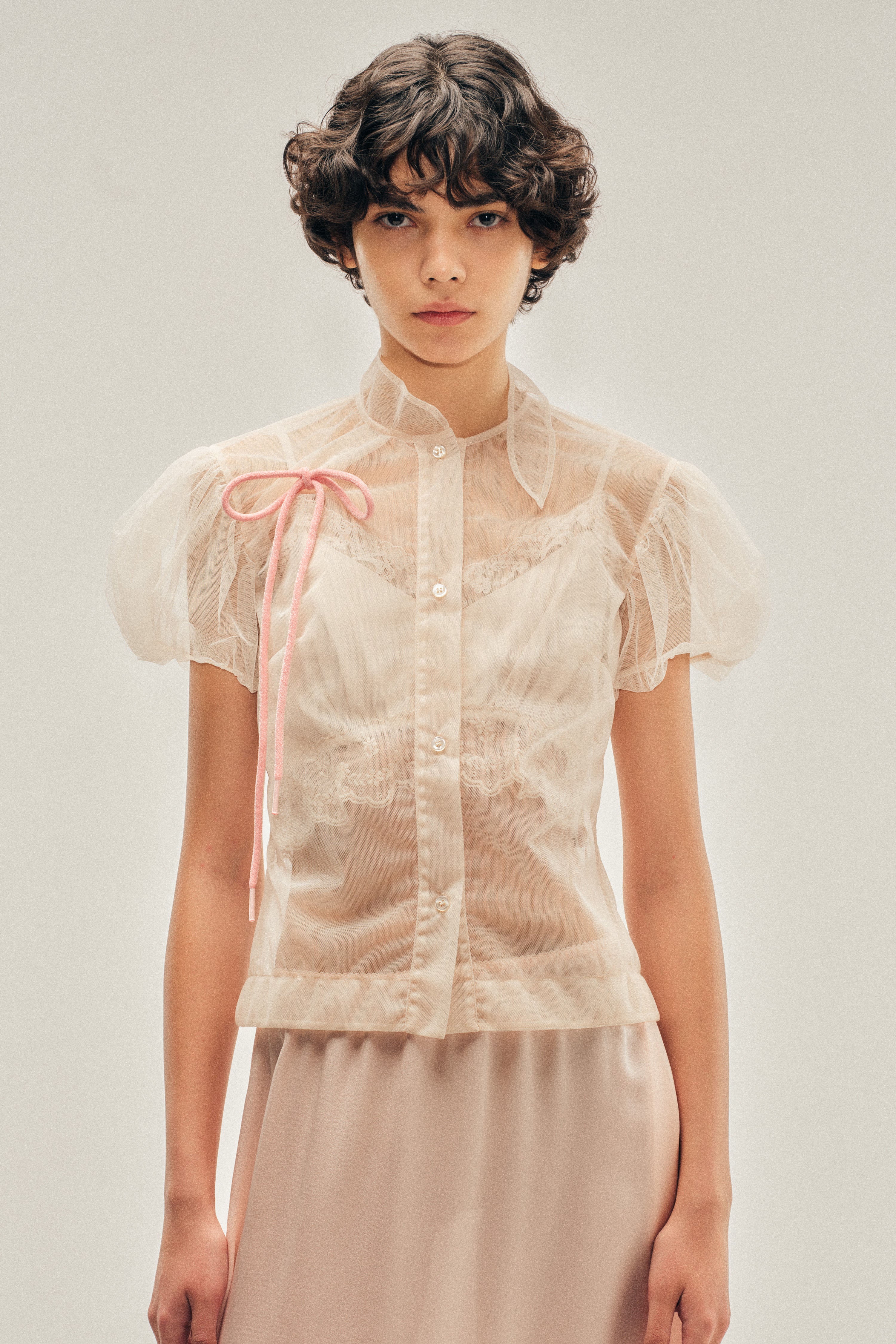 Sheer Offset Fragment Collar Puff Sleeve Shirt – Simone Rocha US