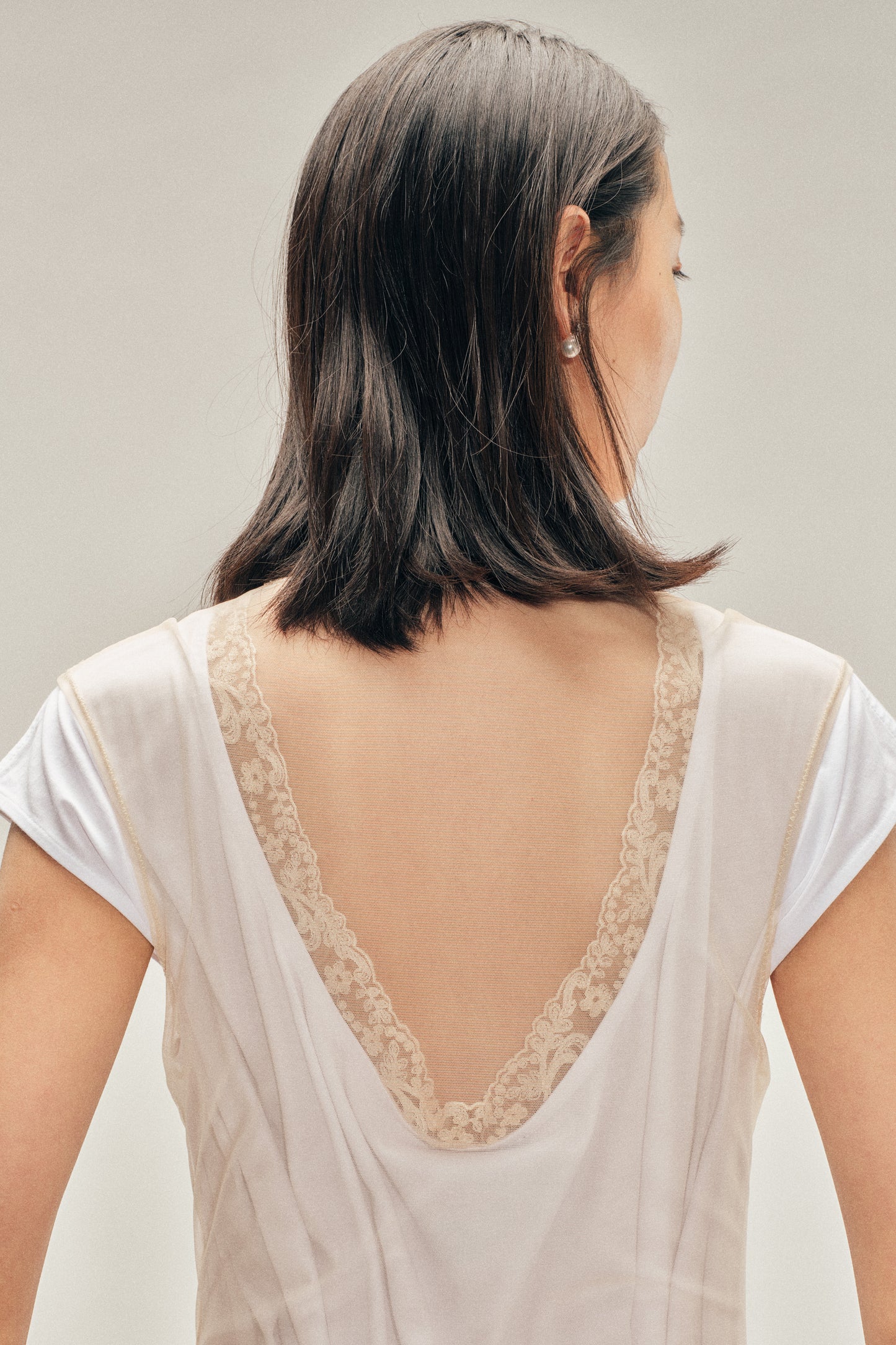 Layered Liquid Cap Sleeve Lace Trim Dress