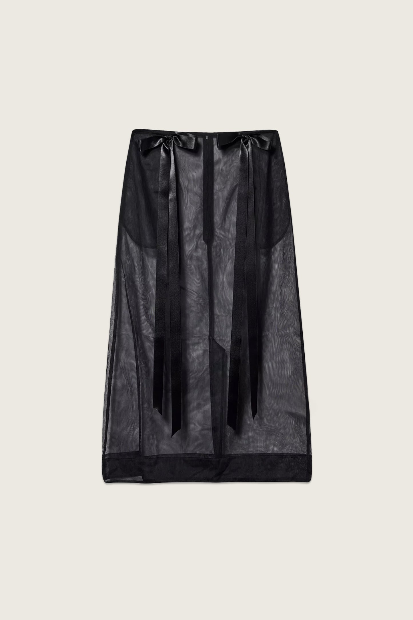Sheer Bow Ribbon Pencil Skirt