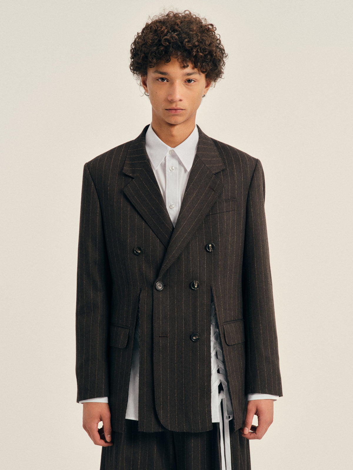 Double Breasted Hem Slice Jacket