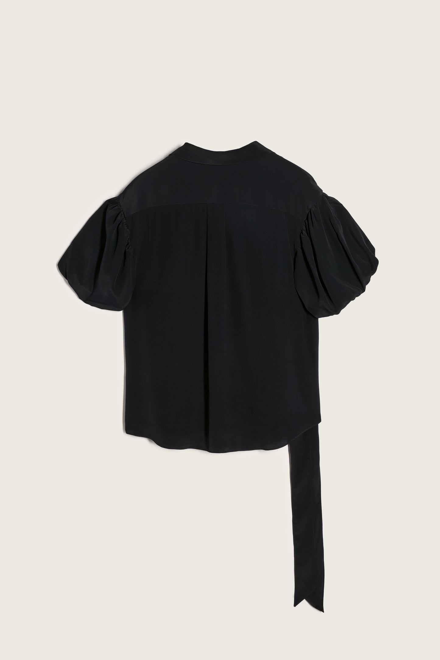 Cropped Puff Sleeve Bow Sash Shirt