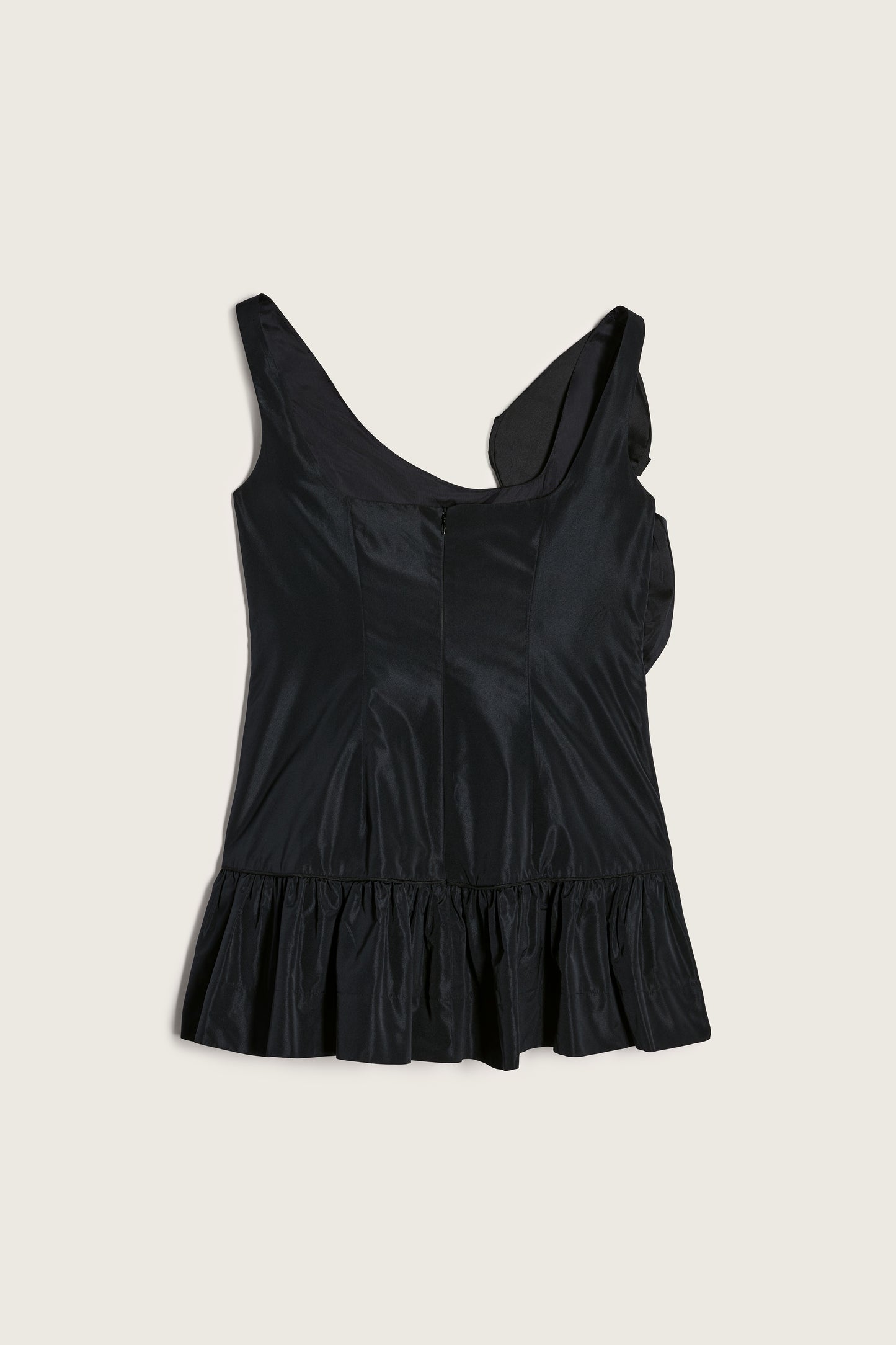 Pressed Rosette Tilted Neck Peplum Top