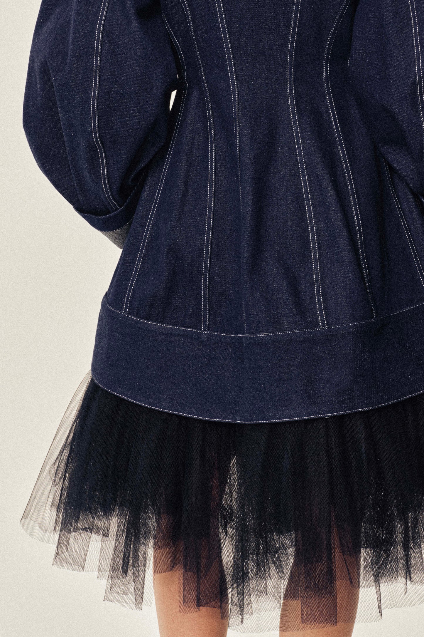 Embellished Sculpted Short Denim Coat