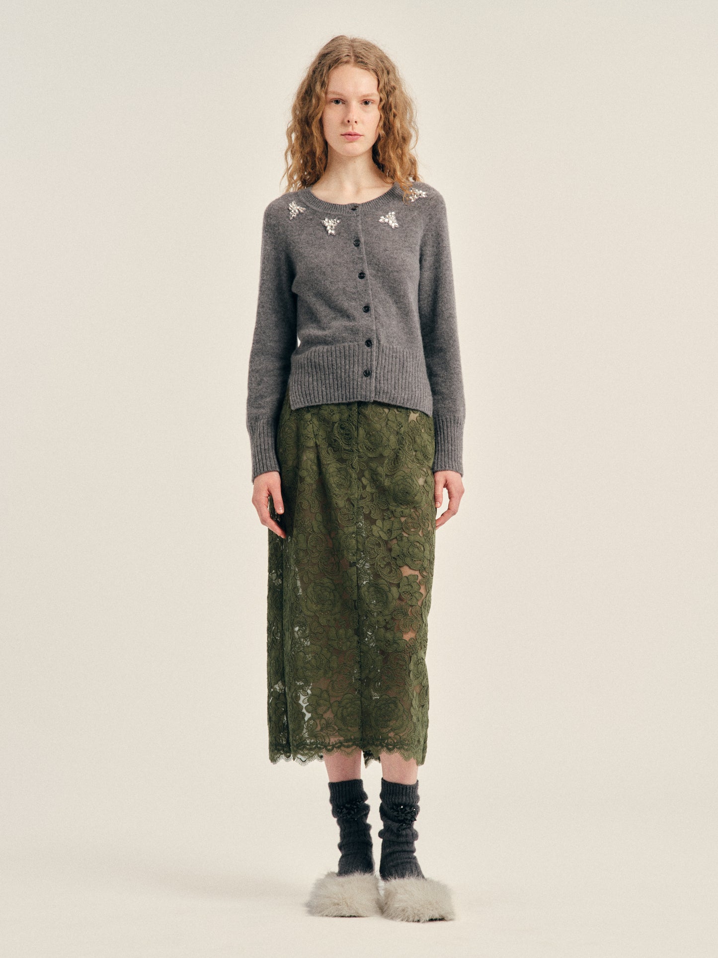 Embellished Relaxed Cashmere Cardigan