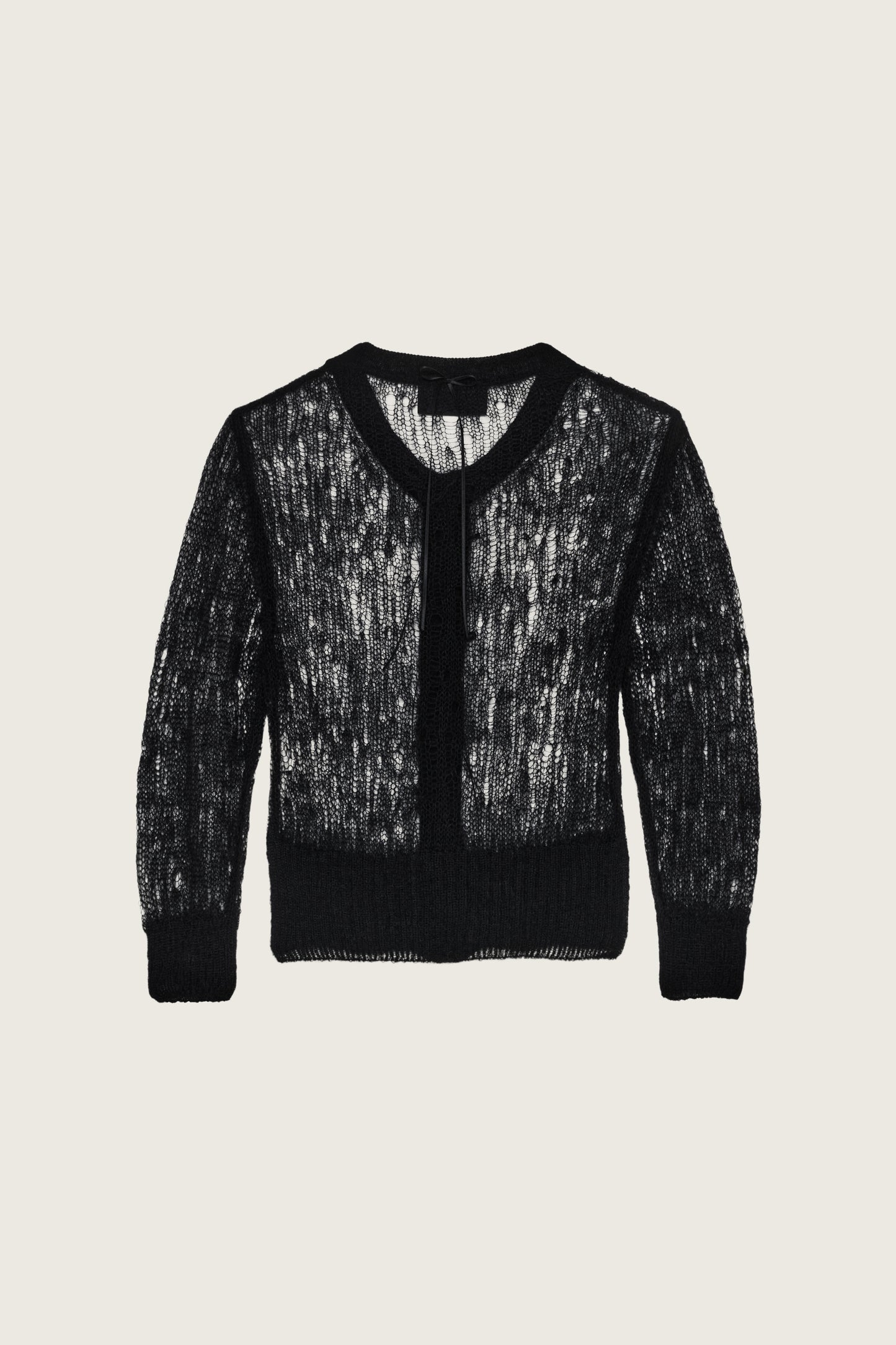 Cropped Mohair Bow Ribbon Cardigan