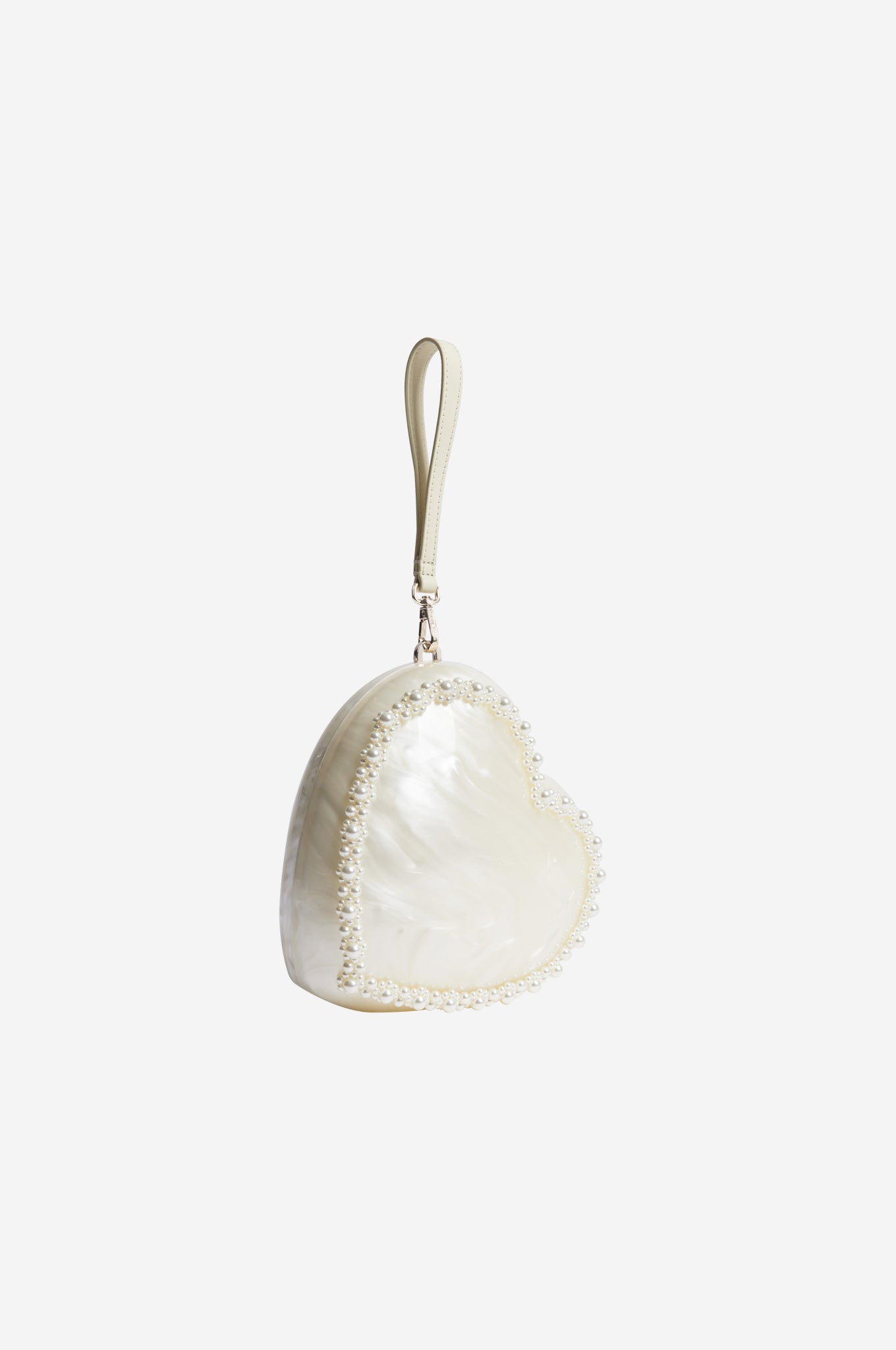 Embellished Heart Bag With Pearl Crossbody