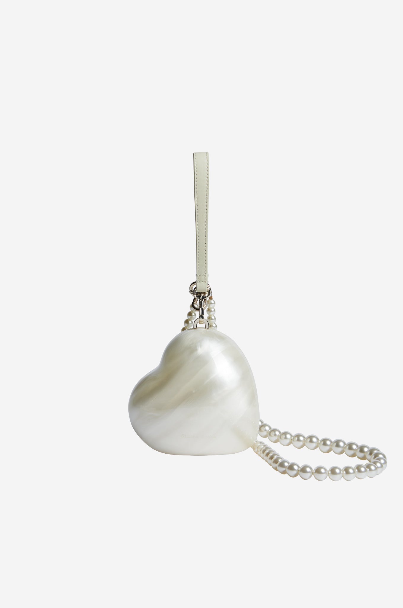 Embellished Micro Heart Bag With Pearl Crossbody