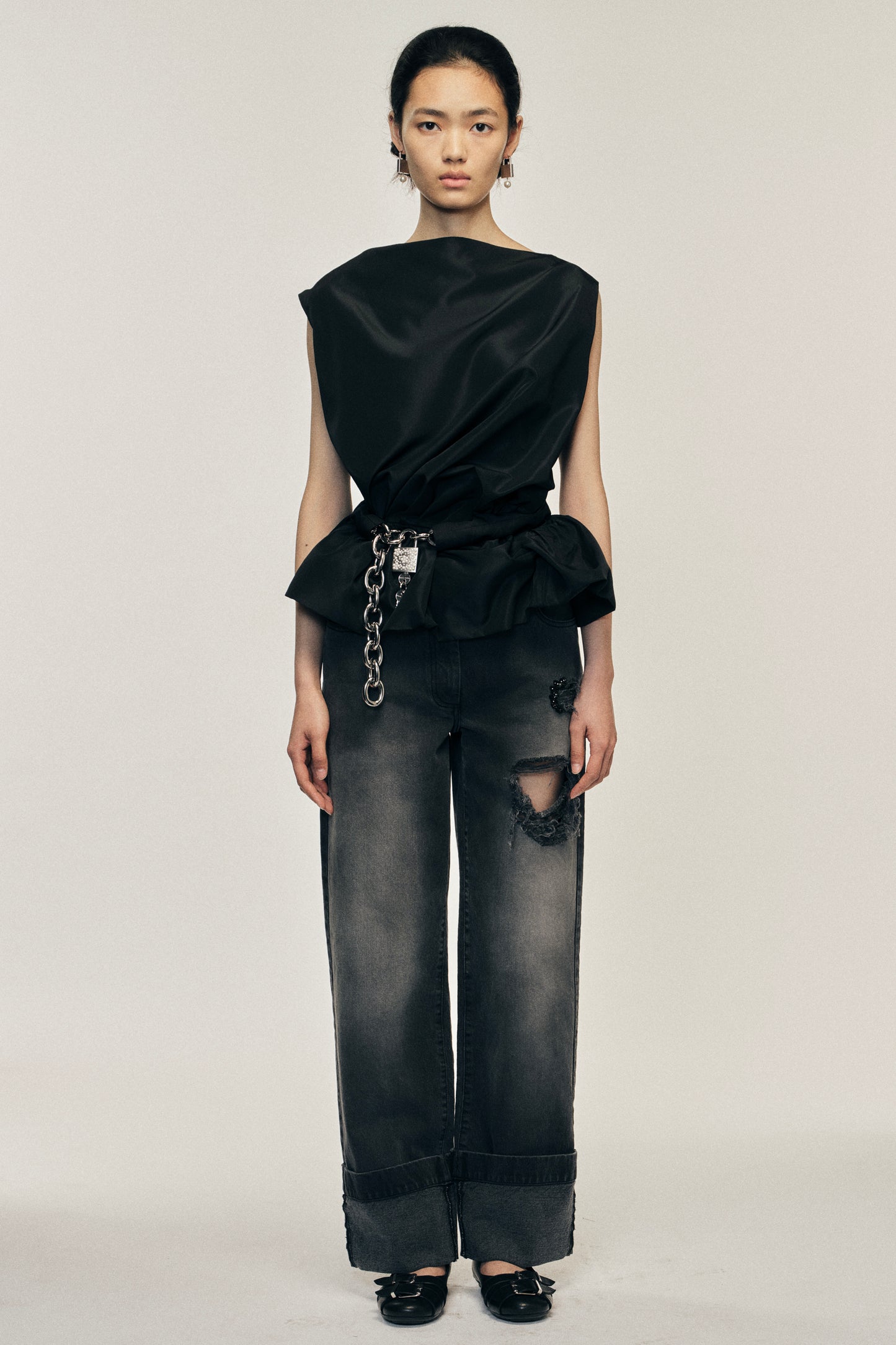 Draped Bind Peplum Top