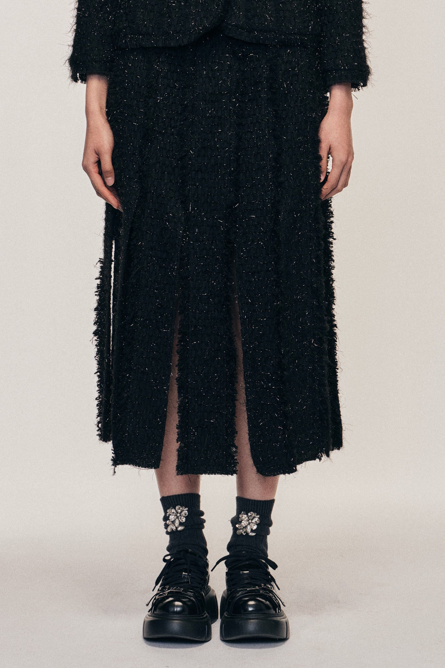 Multi Slit Fray Skirt