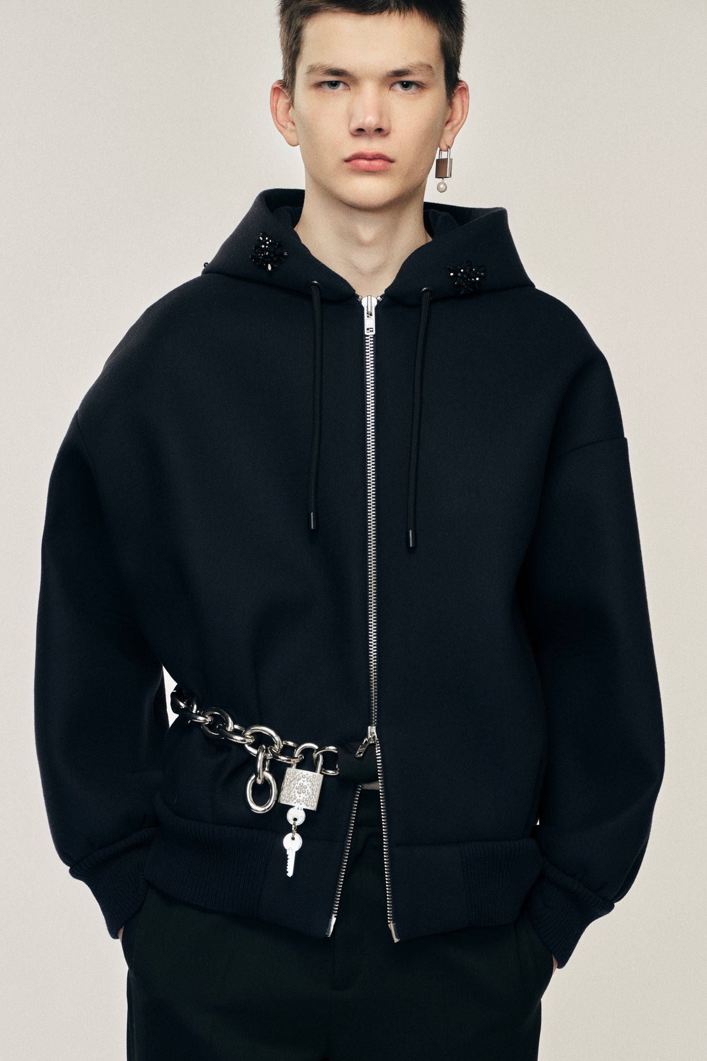 Embellished Hooded Zip Jacket