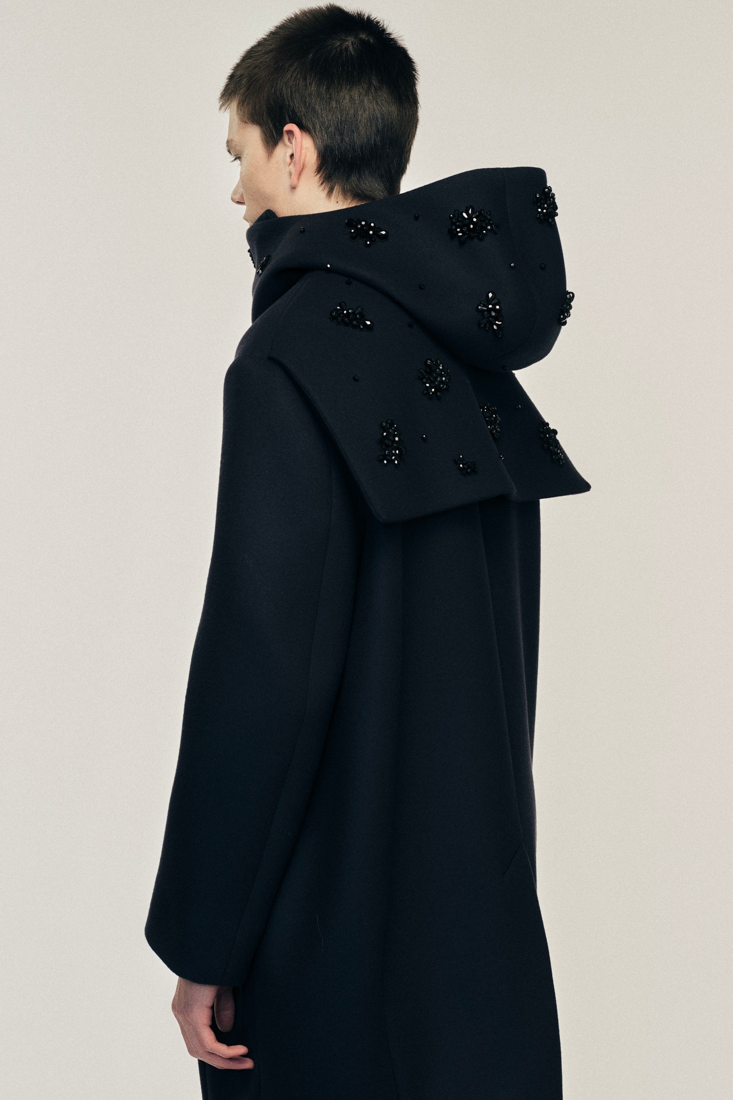 Embellished Back Flap Cocoon Duffle Coat