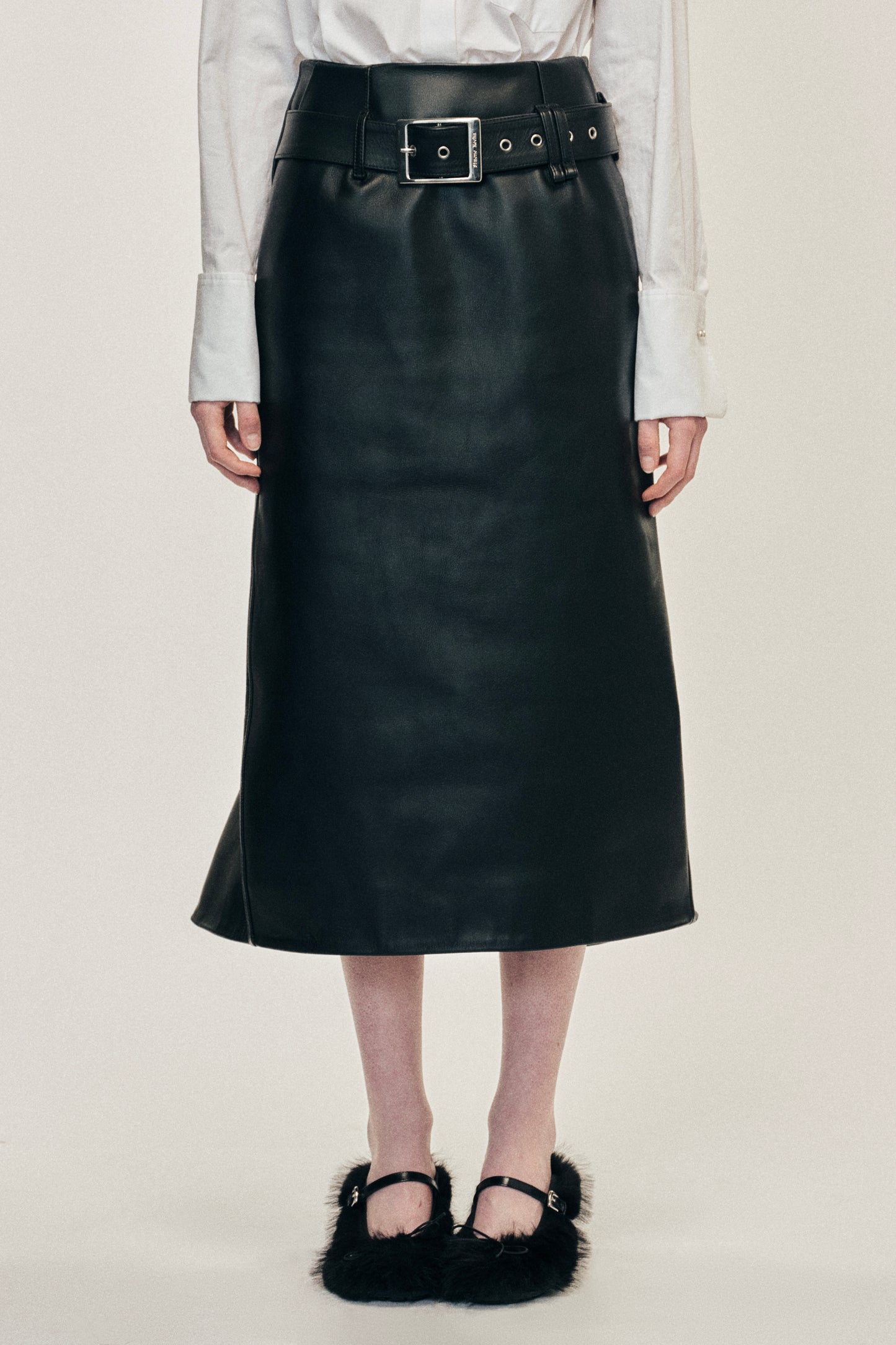 Multi Belt Loop Kick Back Skirt