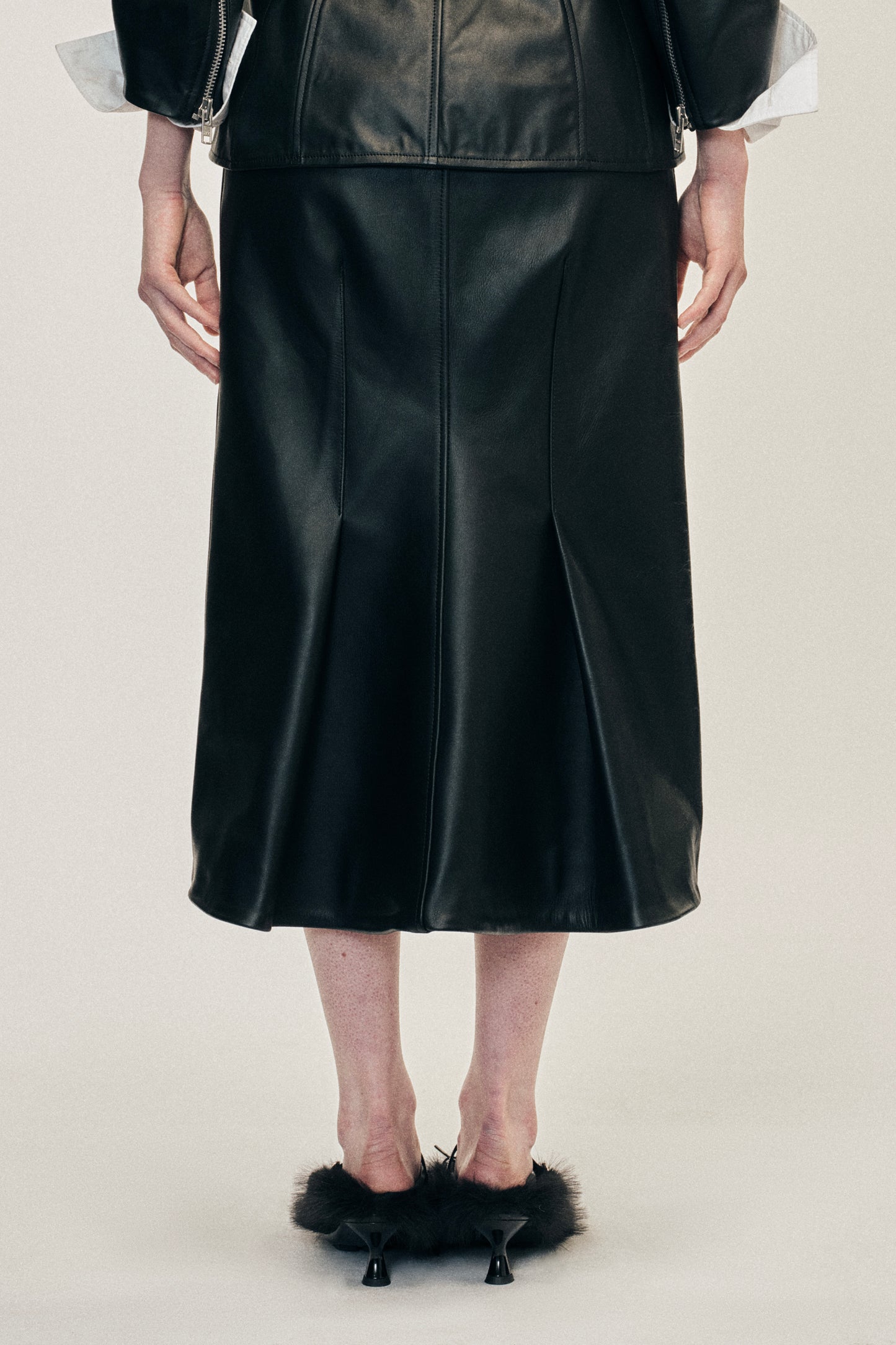 Multi Belt Loop Kick Back Skirt