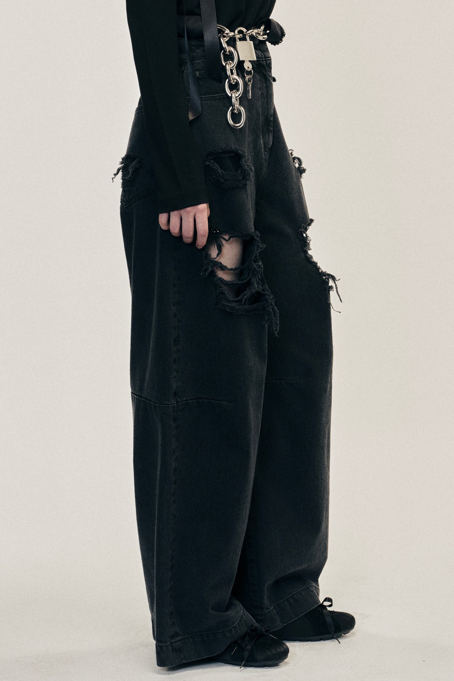 Embellished Wide Leg Puddle Jeans
