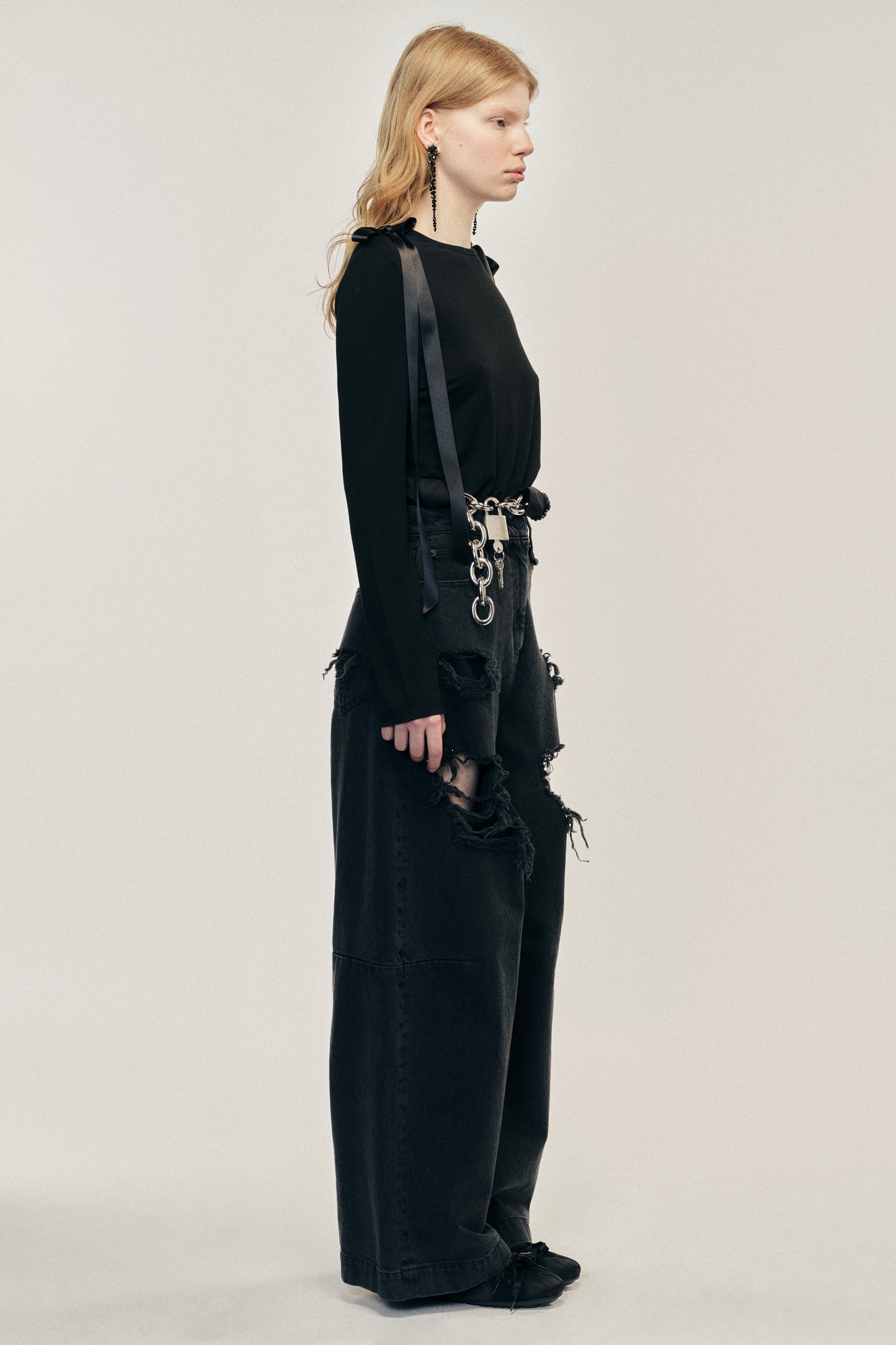 Embellished Wide Leg Puddle Jeans