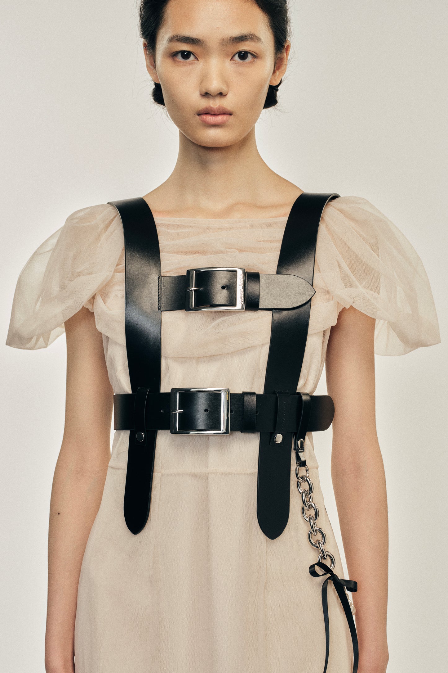 Sheer Sculpted Gathered Bust Dress