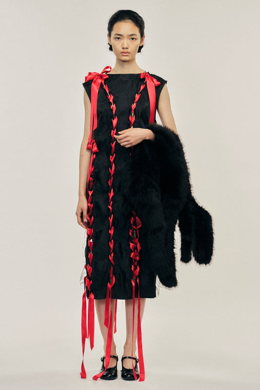 Unraveling Ribbon Brocade Dress