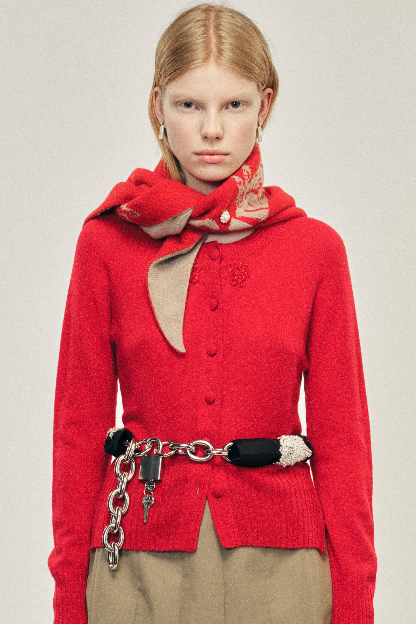 Embellished Sleeve Chain Padlock Belt