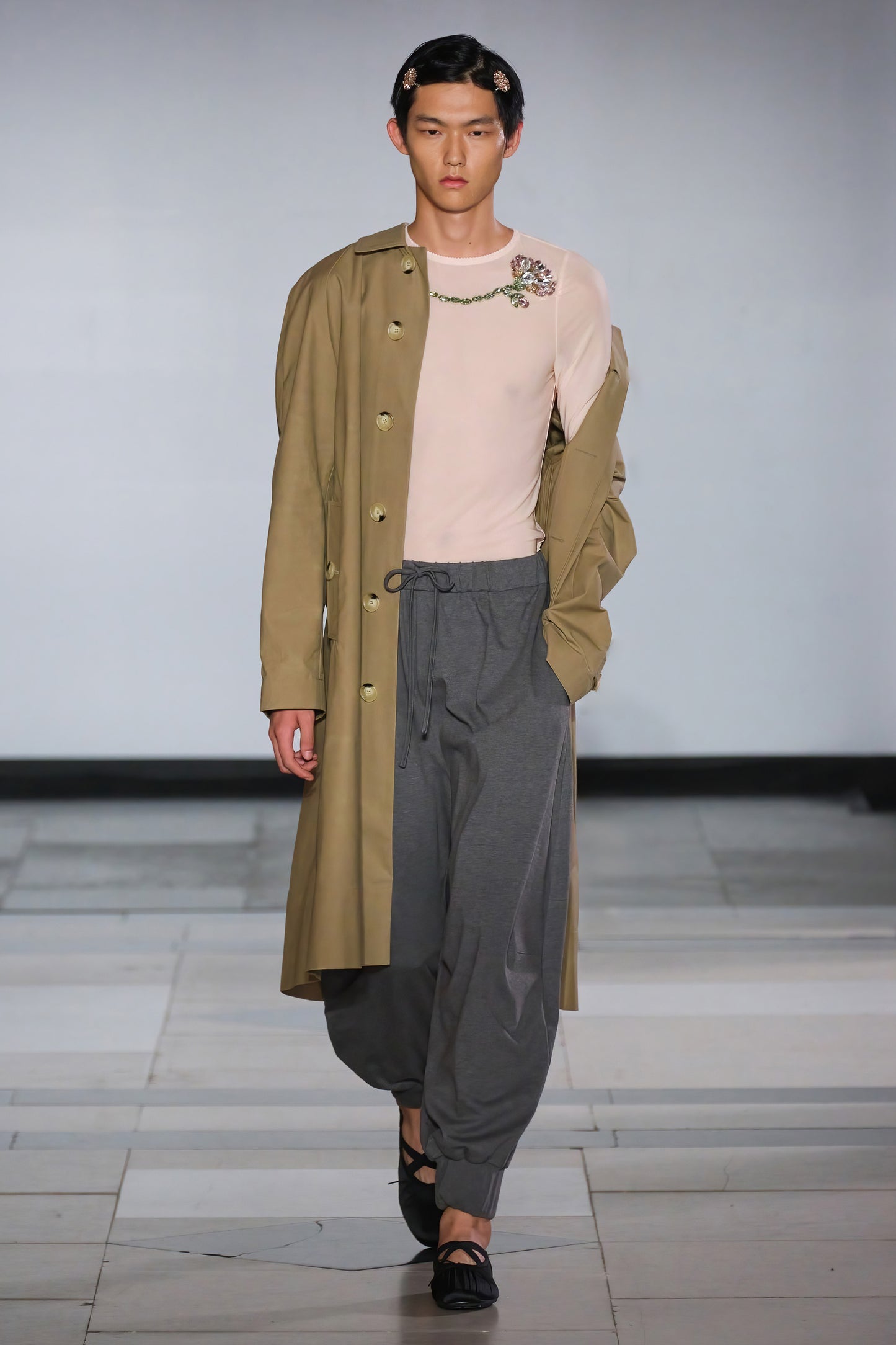 Embellished Carnation Car Coat