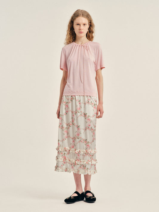 Ruffle Frill Hem Easy Skirt