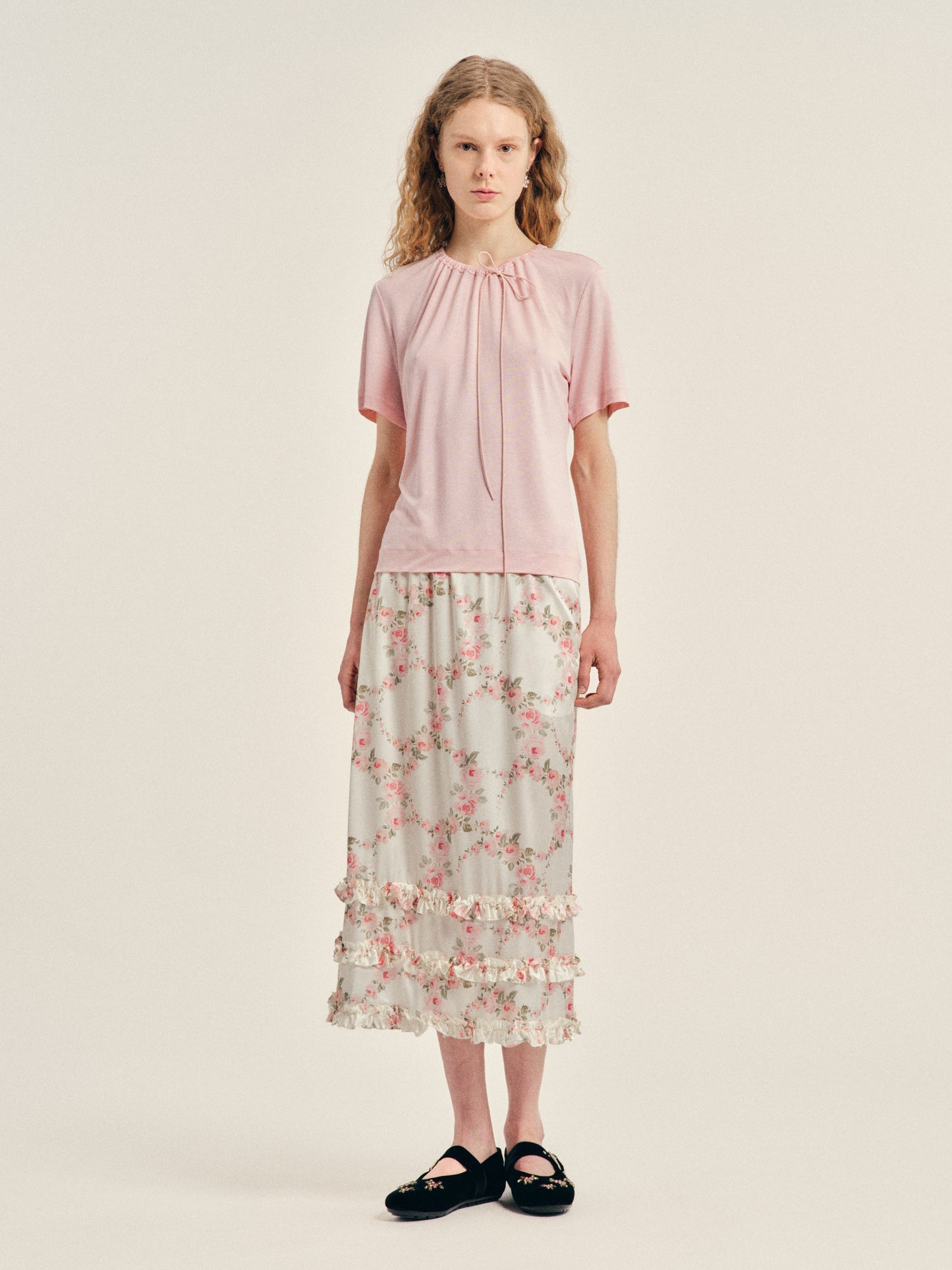 Cord Neck Easy T-Shirt