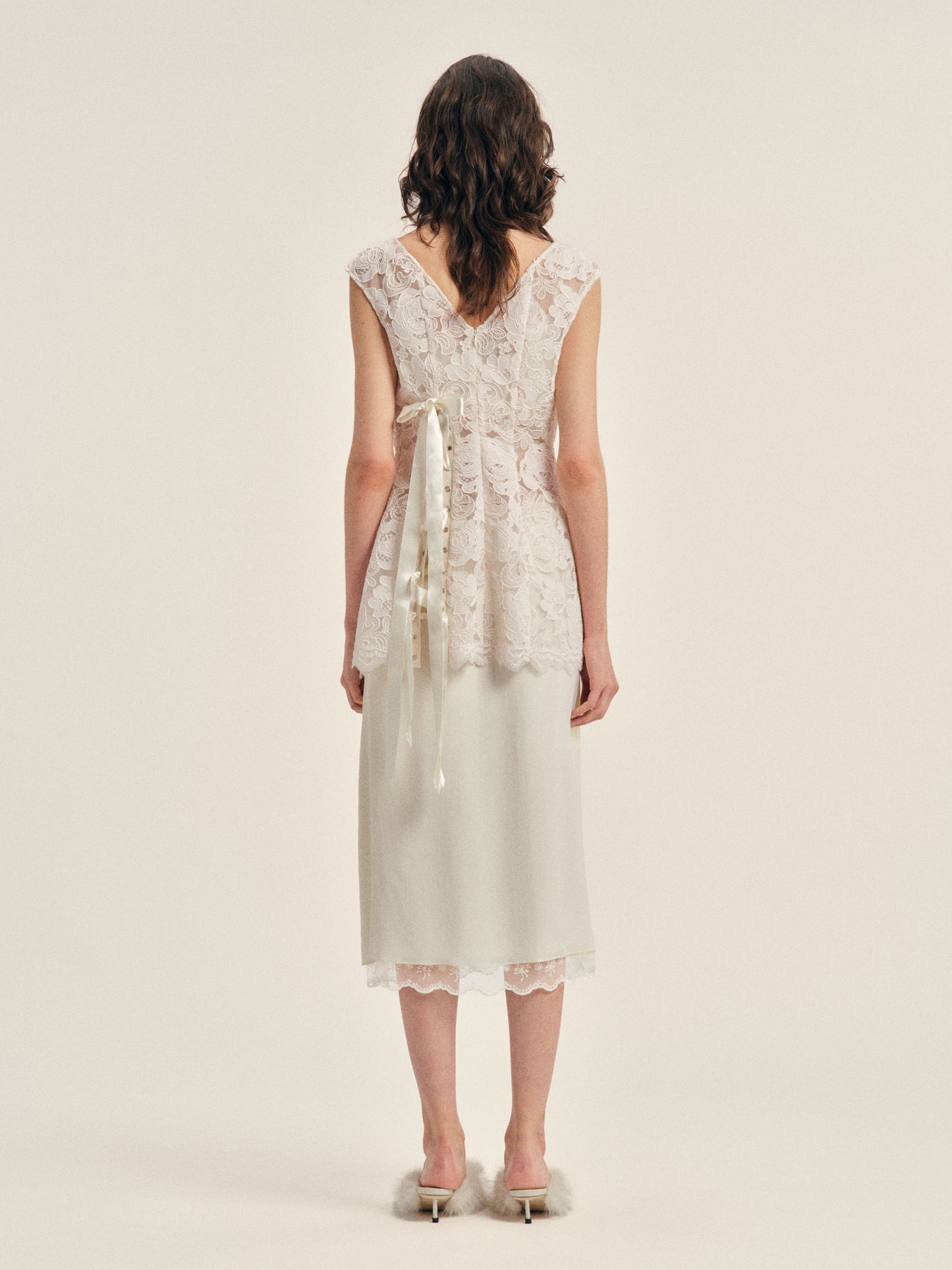 Lace Trim Negligee Skirt