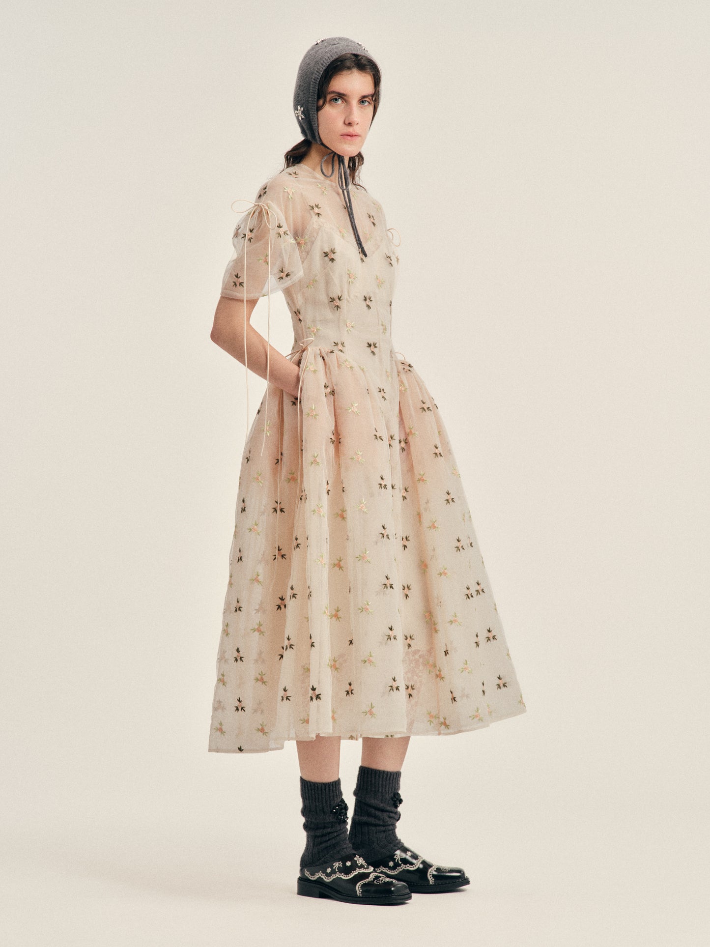 Puff Sleeve Cord Hip Dress