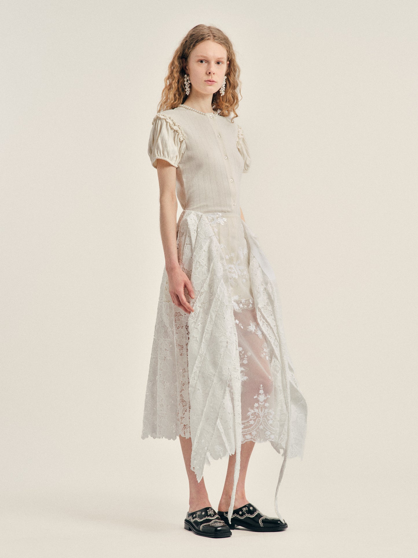 Pleated Sheer Panel Wrap Skirt