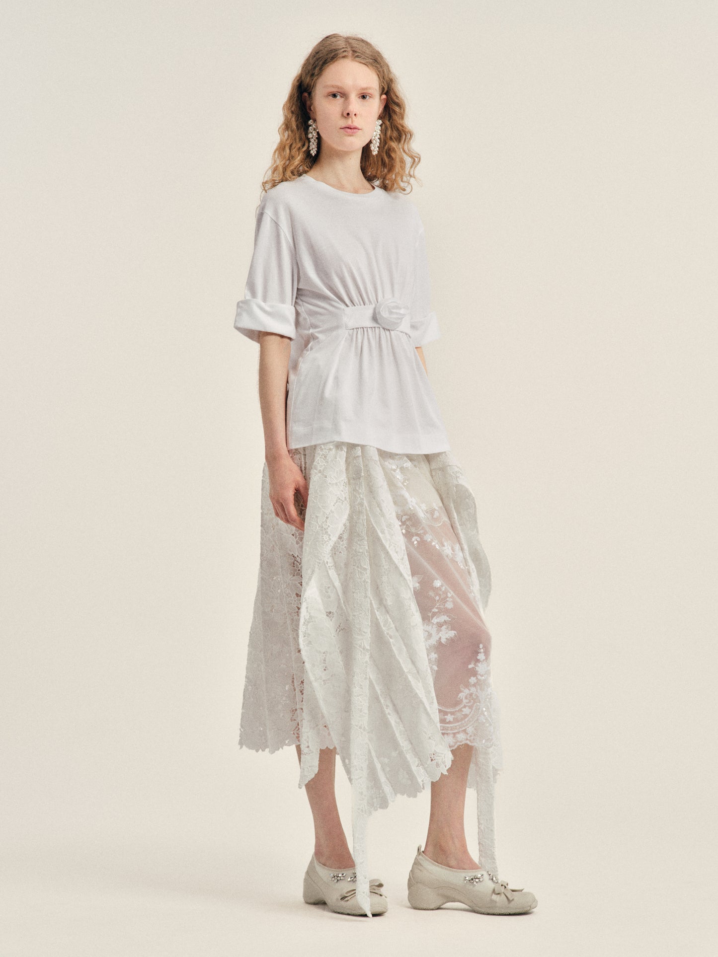 Gathered Rose Wire Sleeve Boy T-Shirt