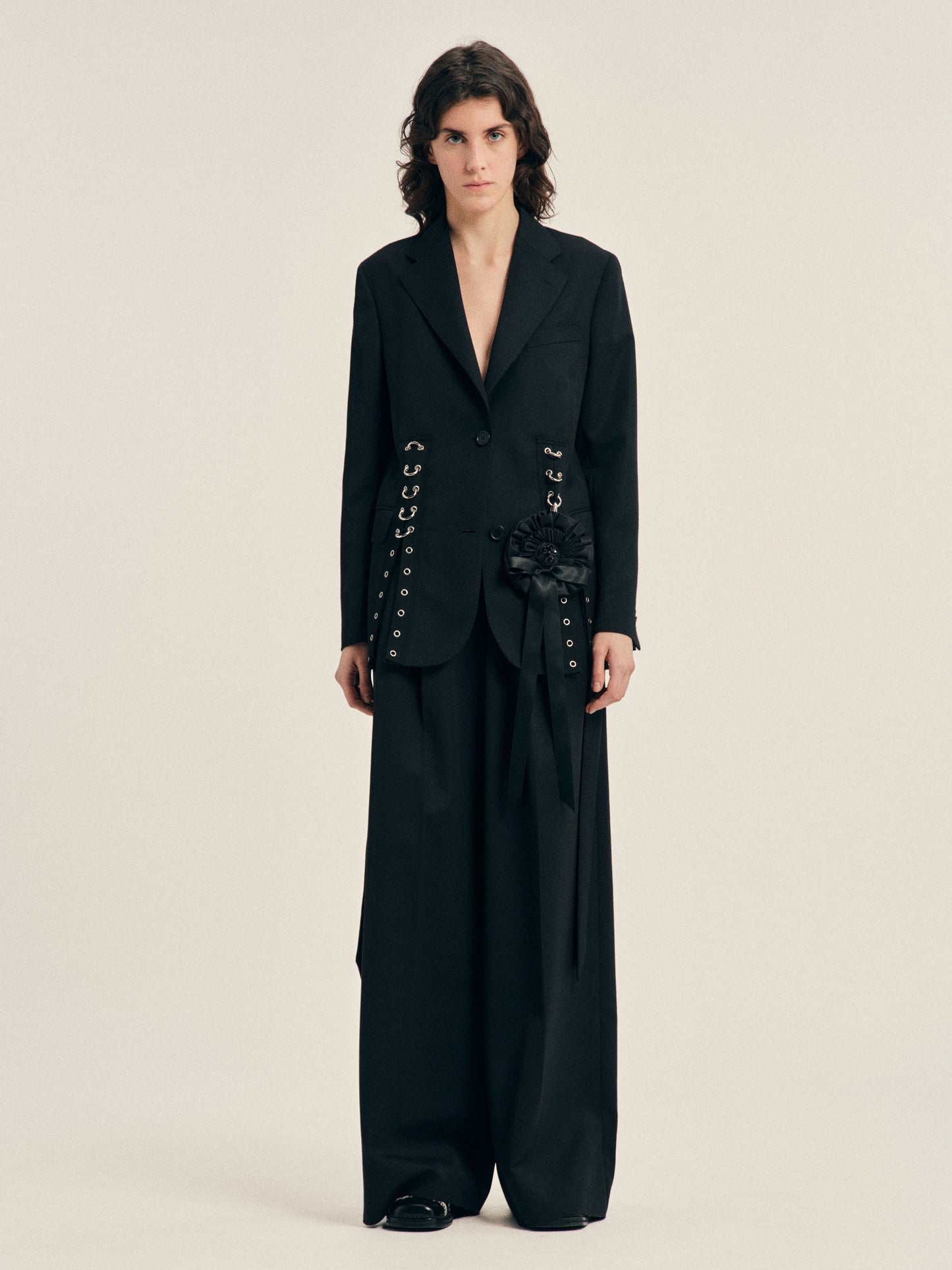 Grommet Ring Hem Slice Jacket