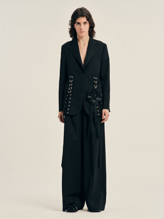 Grommet Ring Hem Slice Jacket