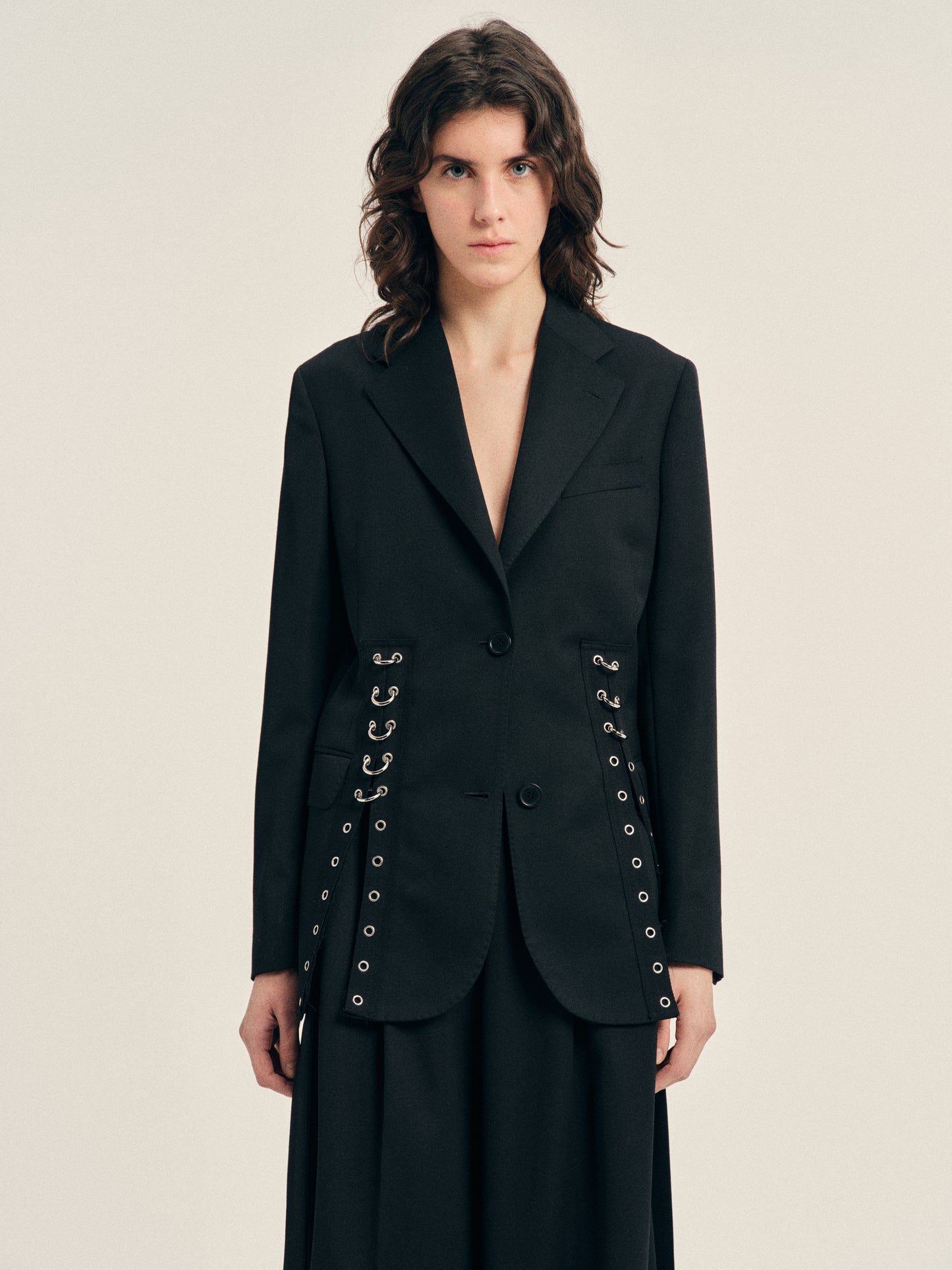Grommet Ring Hem Slice Jacket