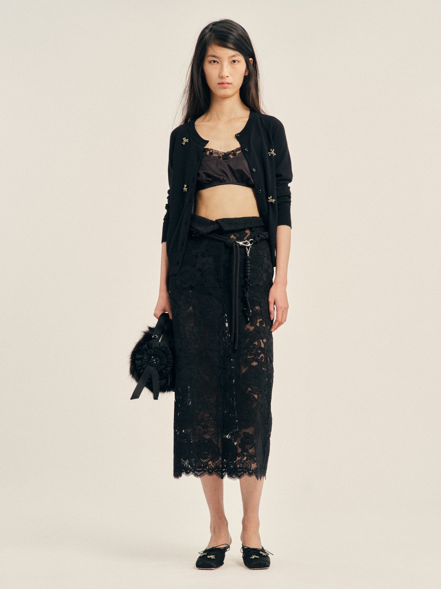 Embellished Classic Merino Silk Cardigan