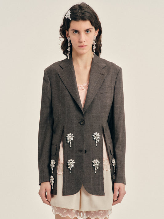 Embellished Hem Slice Jacket