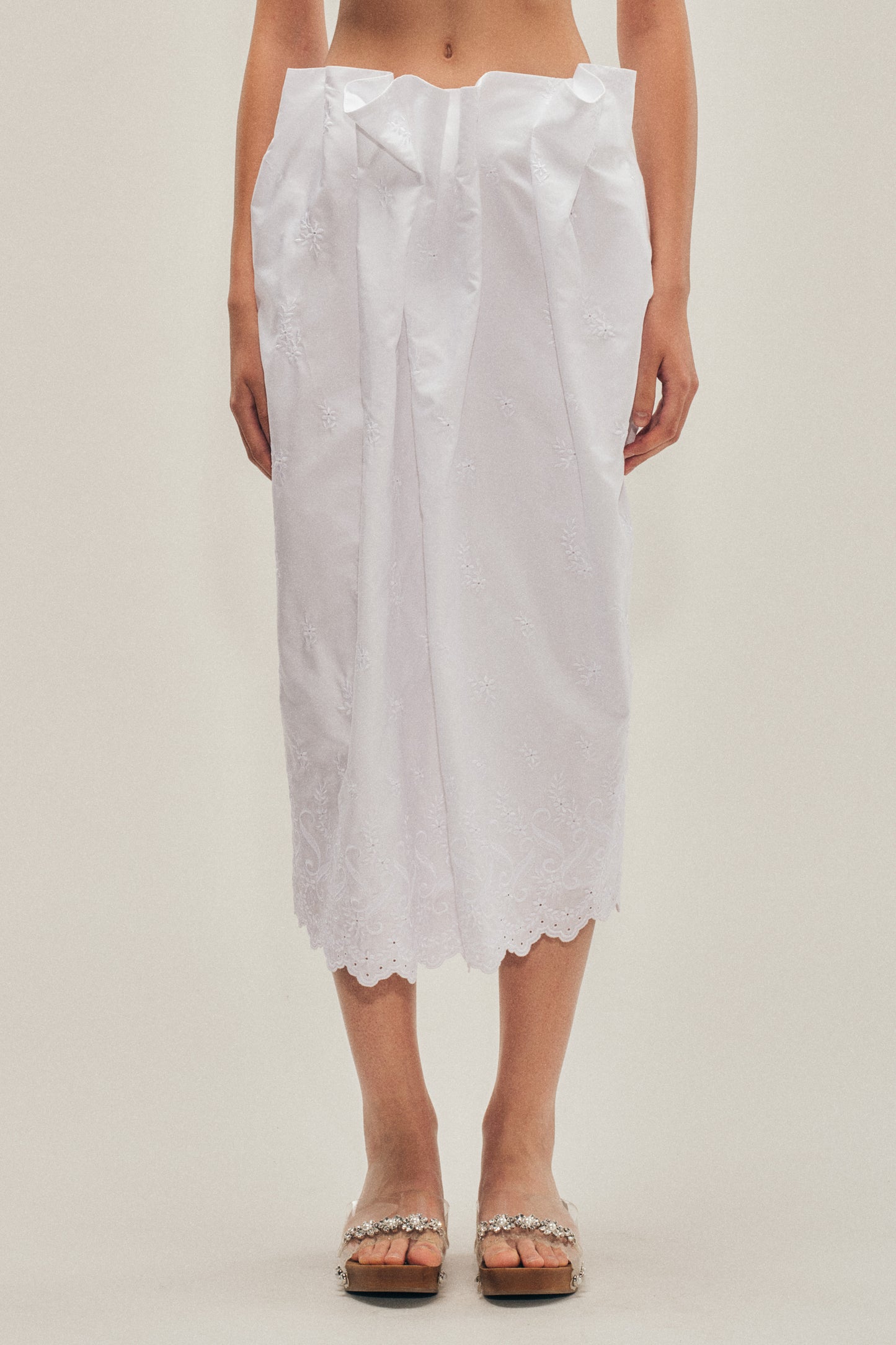 Pleated Waist Pencil Skirt