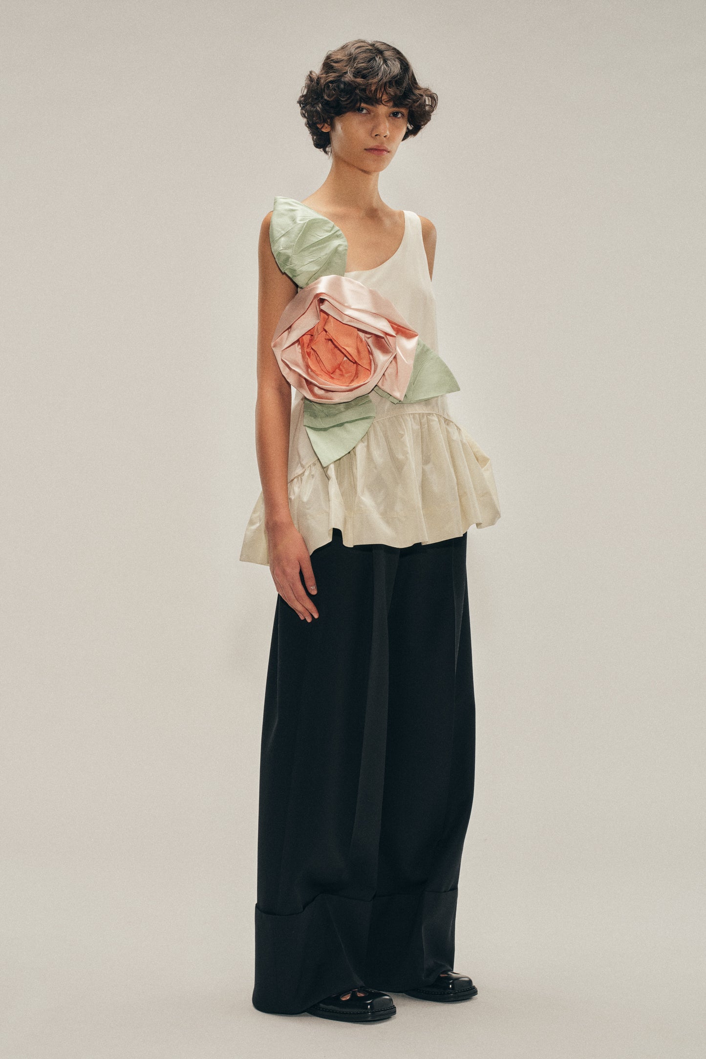 Wide Leg Belt Loop Tab Trousers