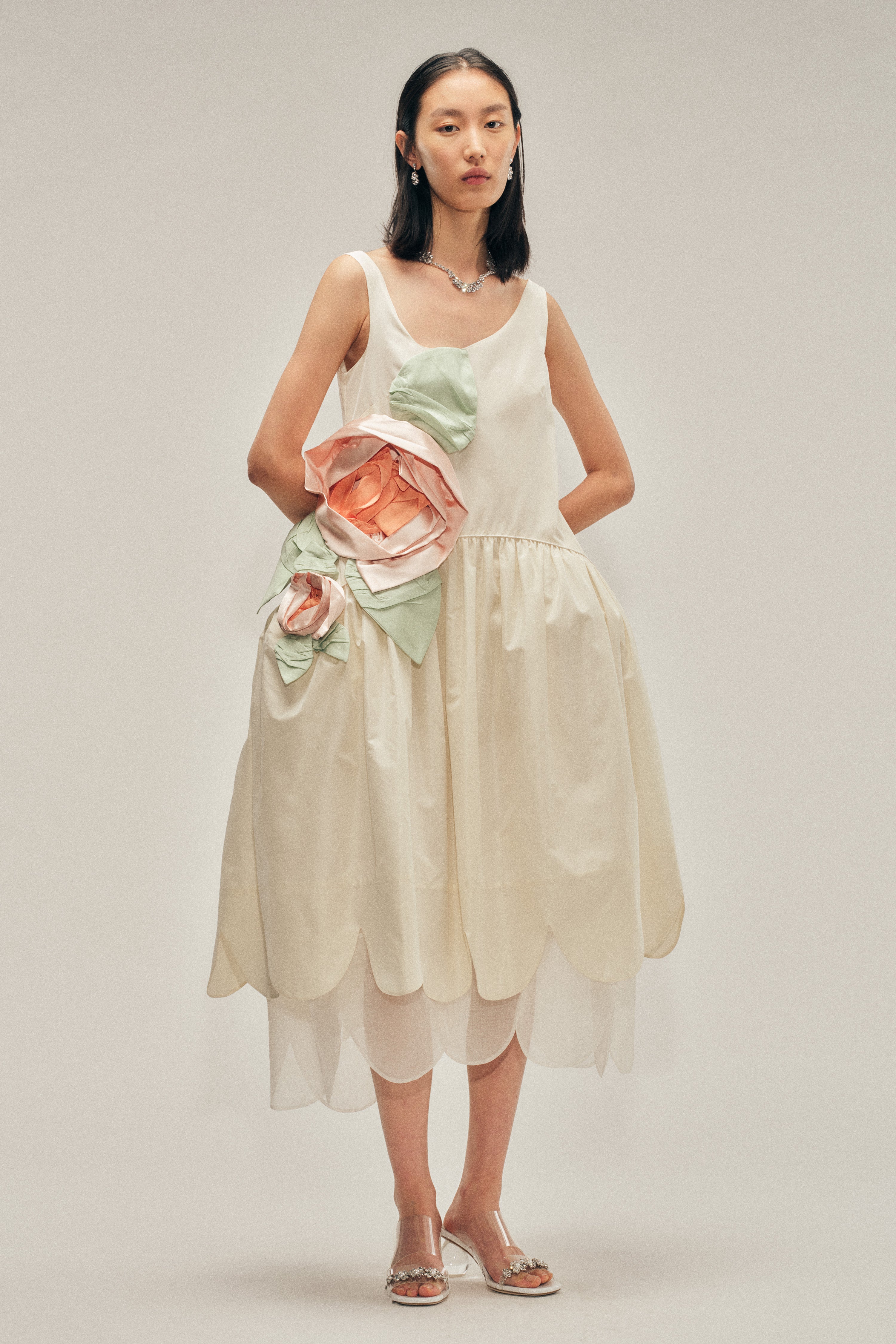 Pressed Rosette Tilted Neck Petal Hem Dress – Simone Rocha US