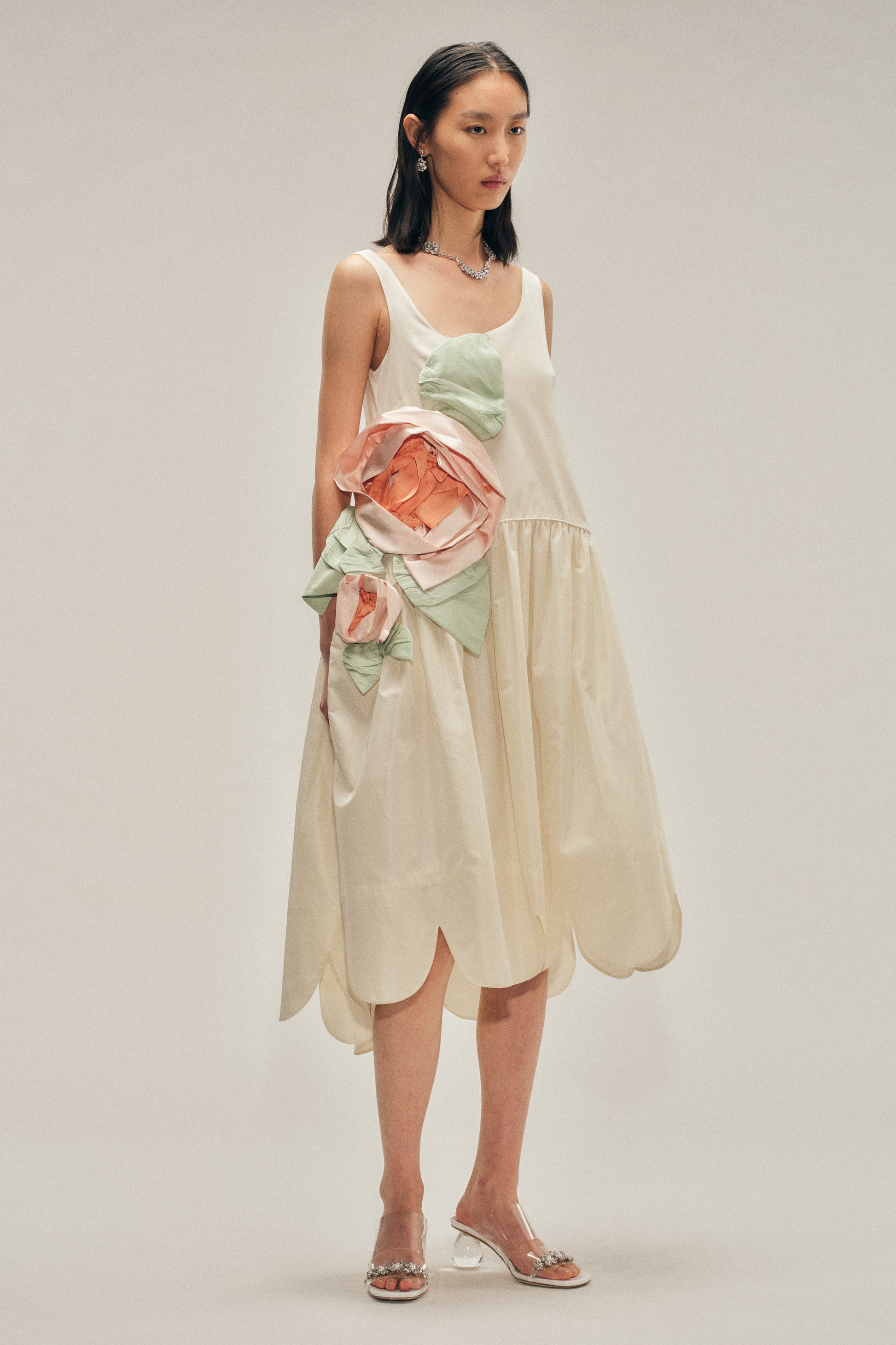 Pressed Rosette Tilted Neck Petal Hem Dress – Simone Rocha US Pressed Rosette Tilted Neck Petal Hem Dress – Simone Rocha US