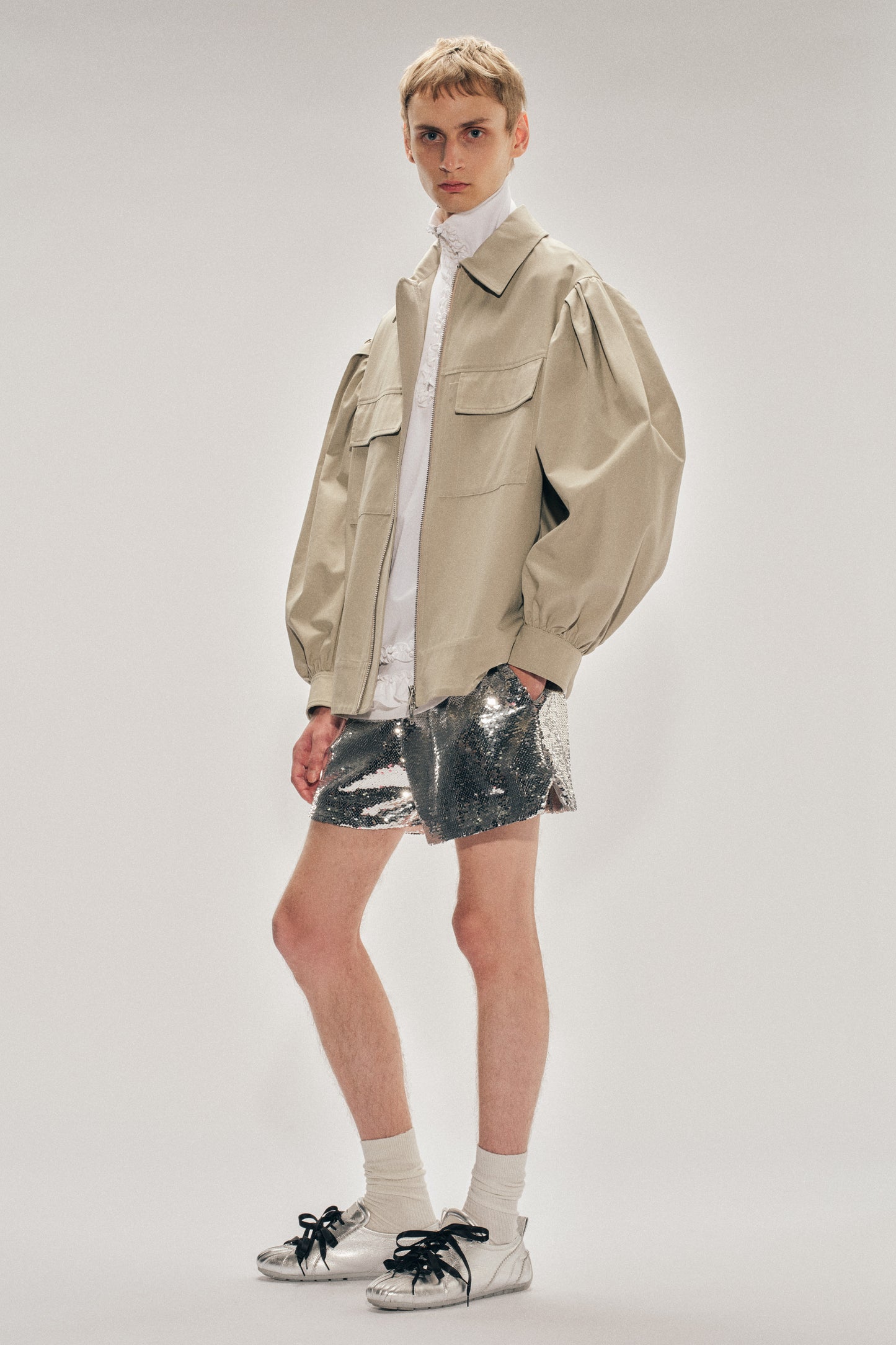 Puff Sleeve Utility Pen Pocket Jacket