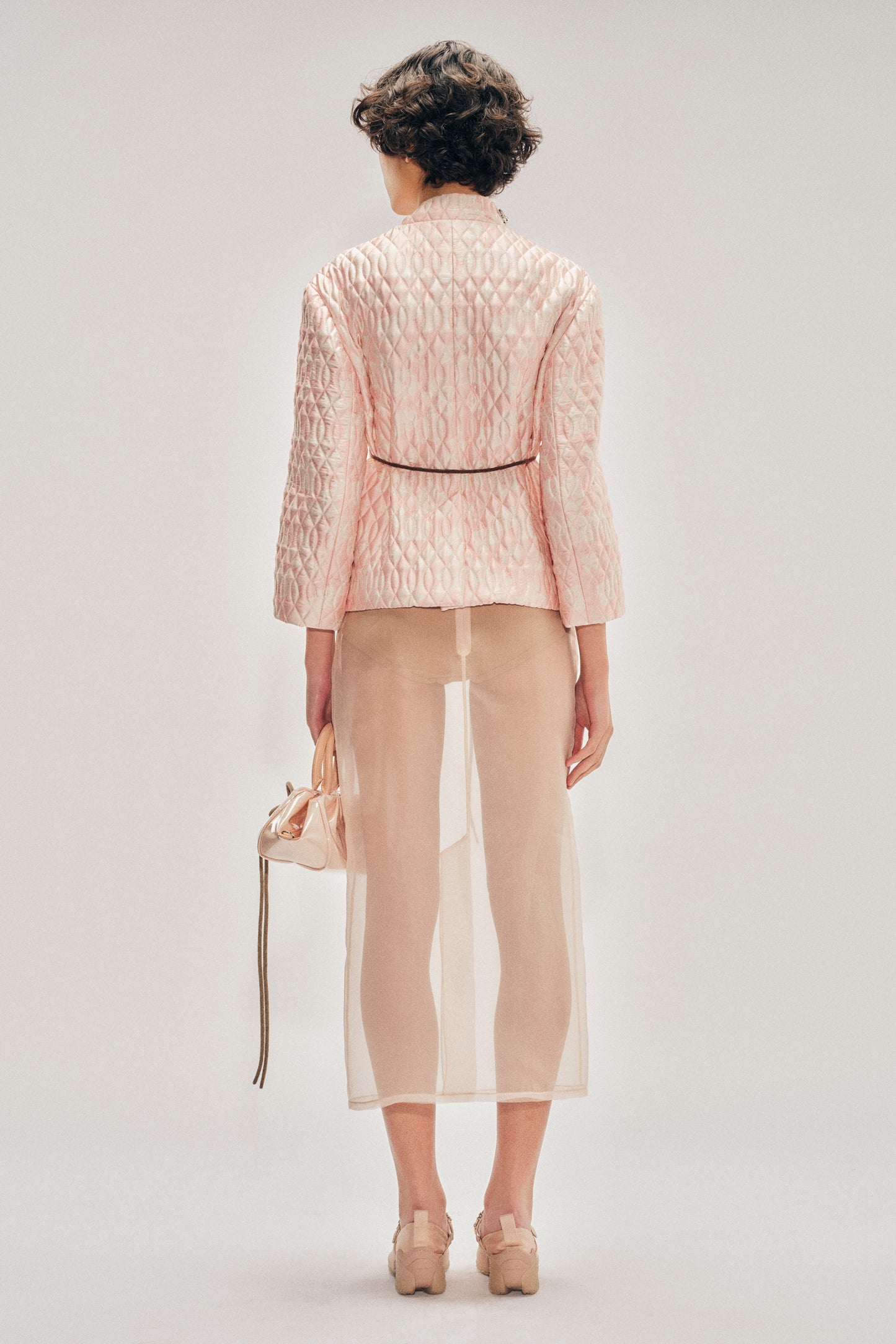 Embellished Quilted Offset Fragment Collar Jacket