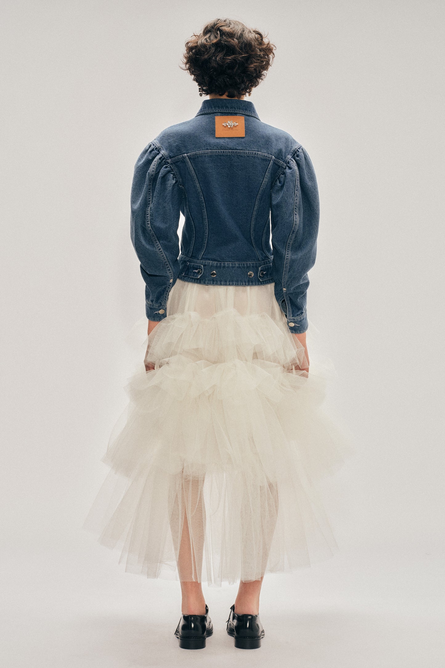 Embellished Sculpted Draped Sleeve Jacket