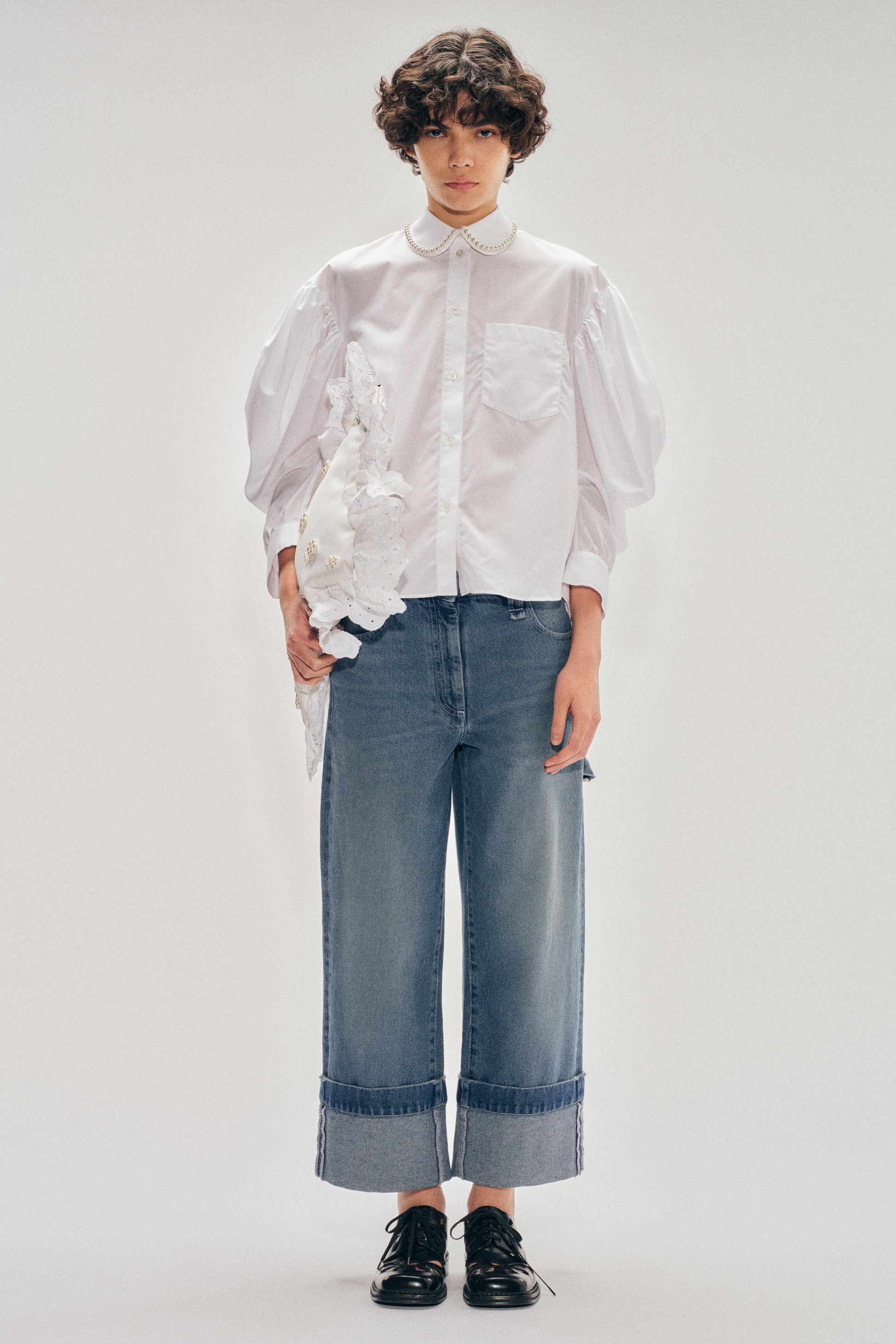 round collar dress shirt Beaded Boxy Draped Sleeve Round Collar Shirt – Simone Rocha US