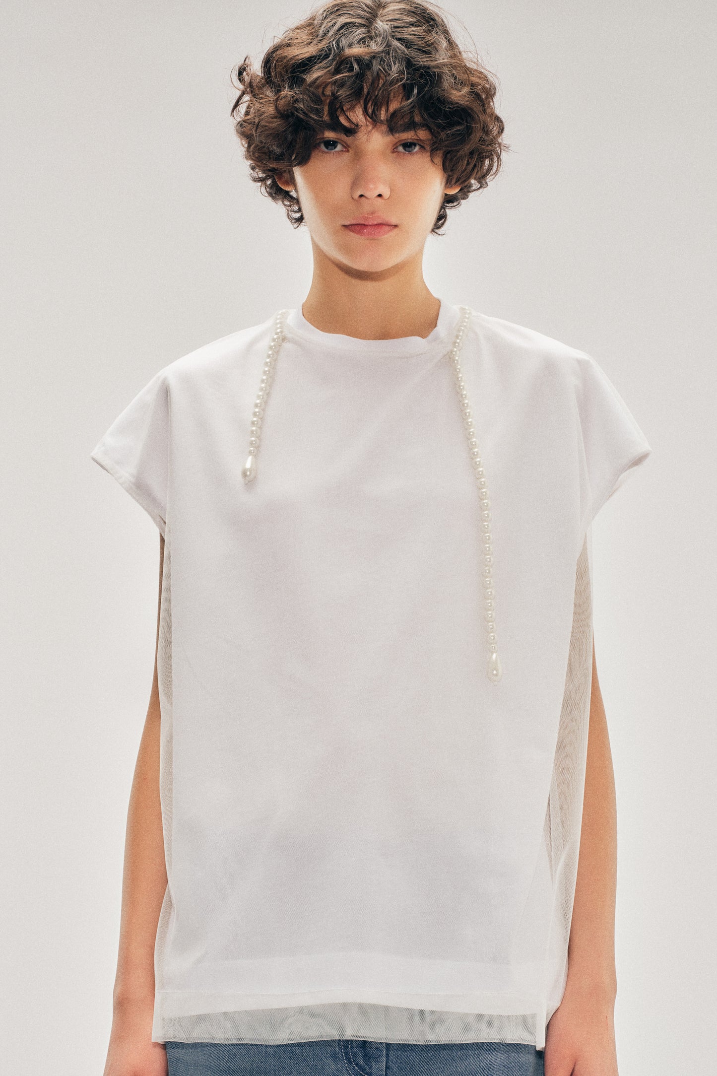 Beaded Layered Liquid Smock T-Shirt