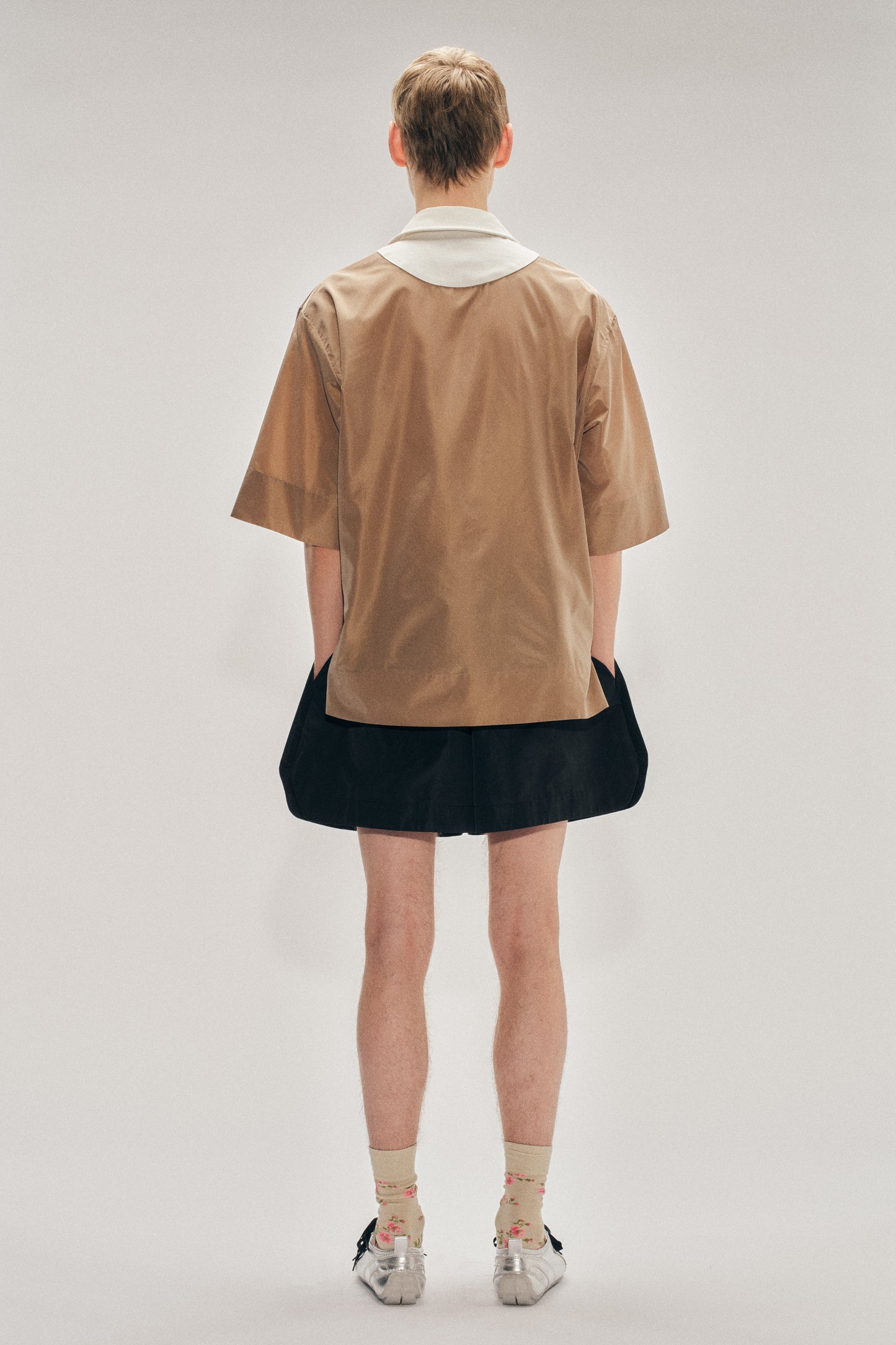 Pressed Rosette Split-Hem Shorts