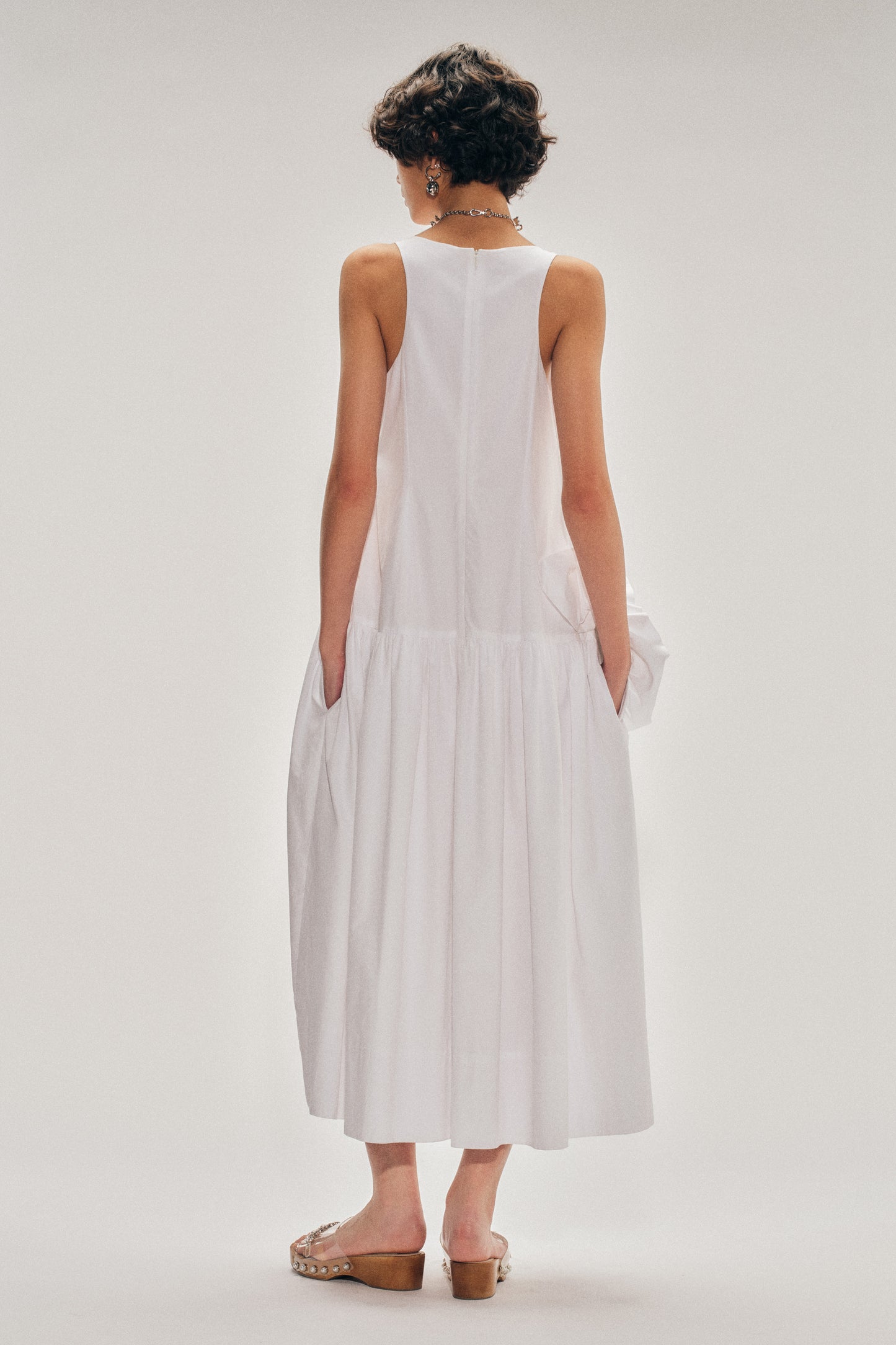 Pressed Rosette Tapered Back Flounce Dress