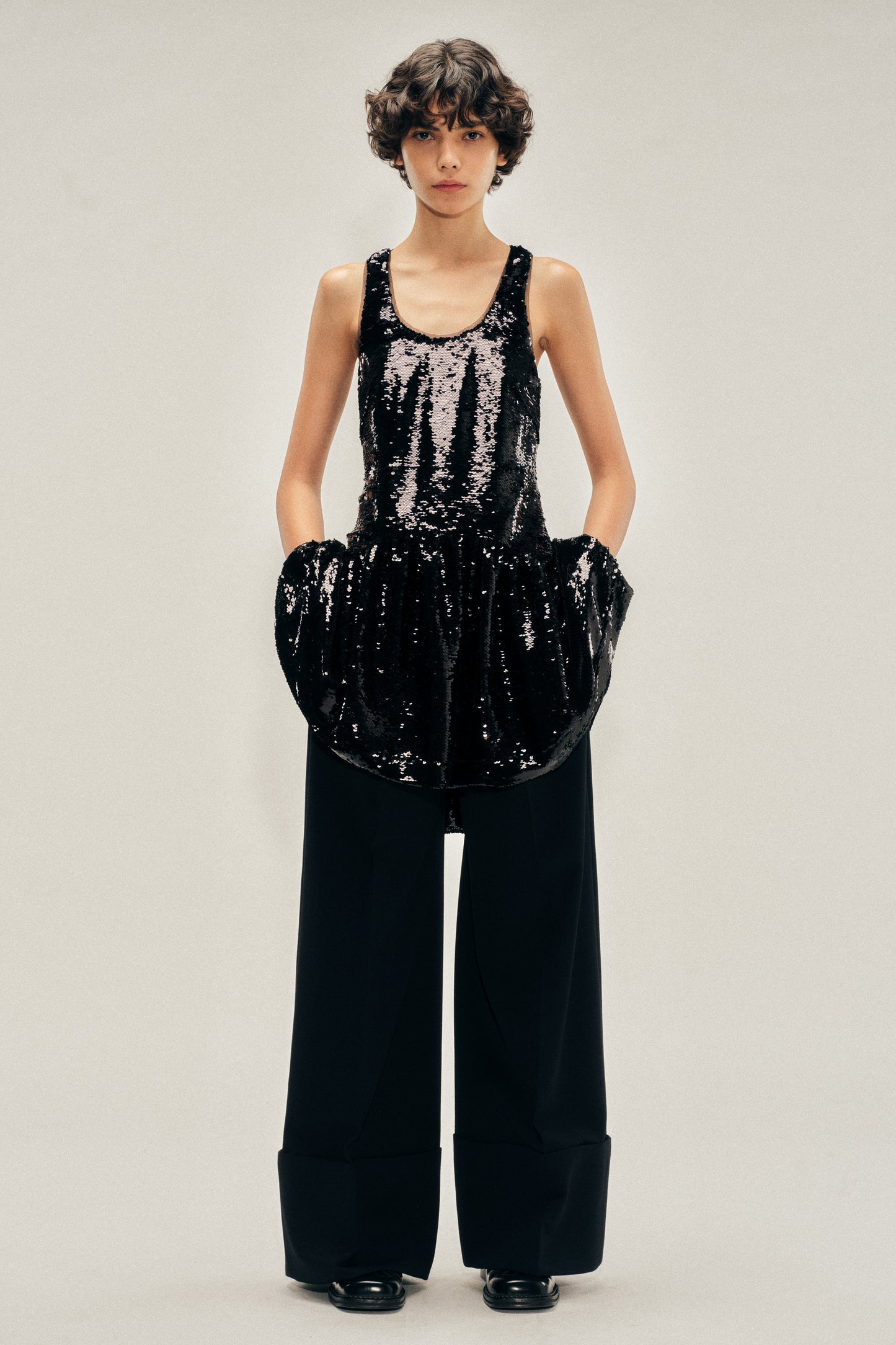 Tapered Back Peplum Mini Dress