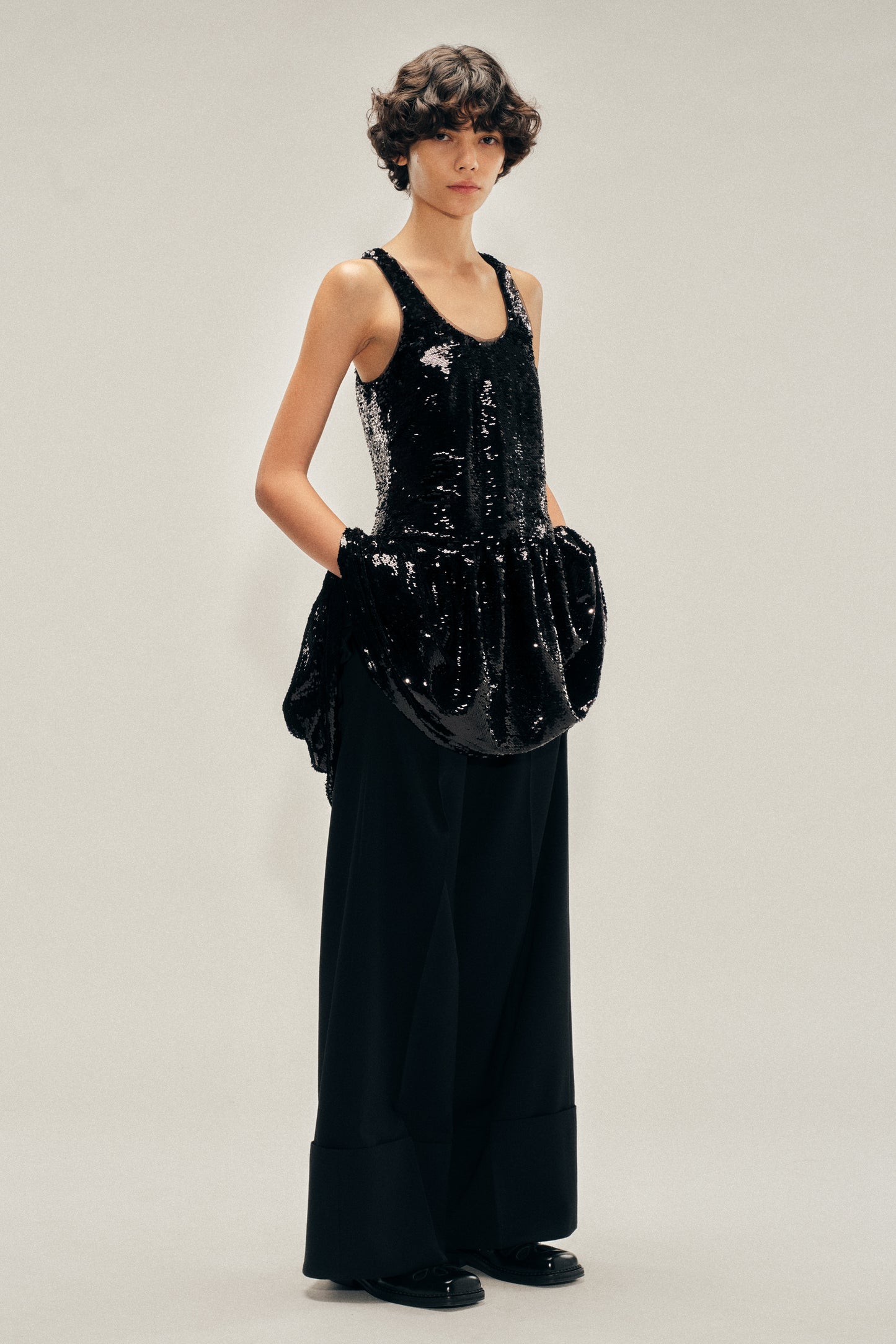 Tapered Back Peplum Mini Dress