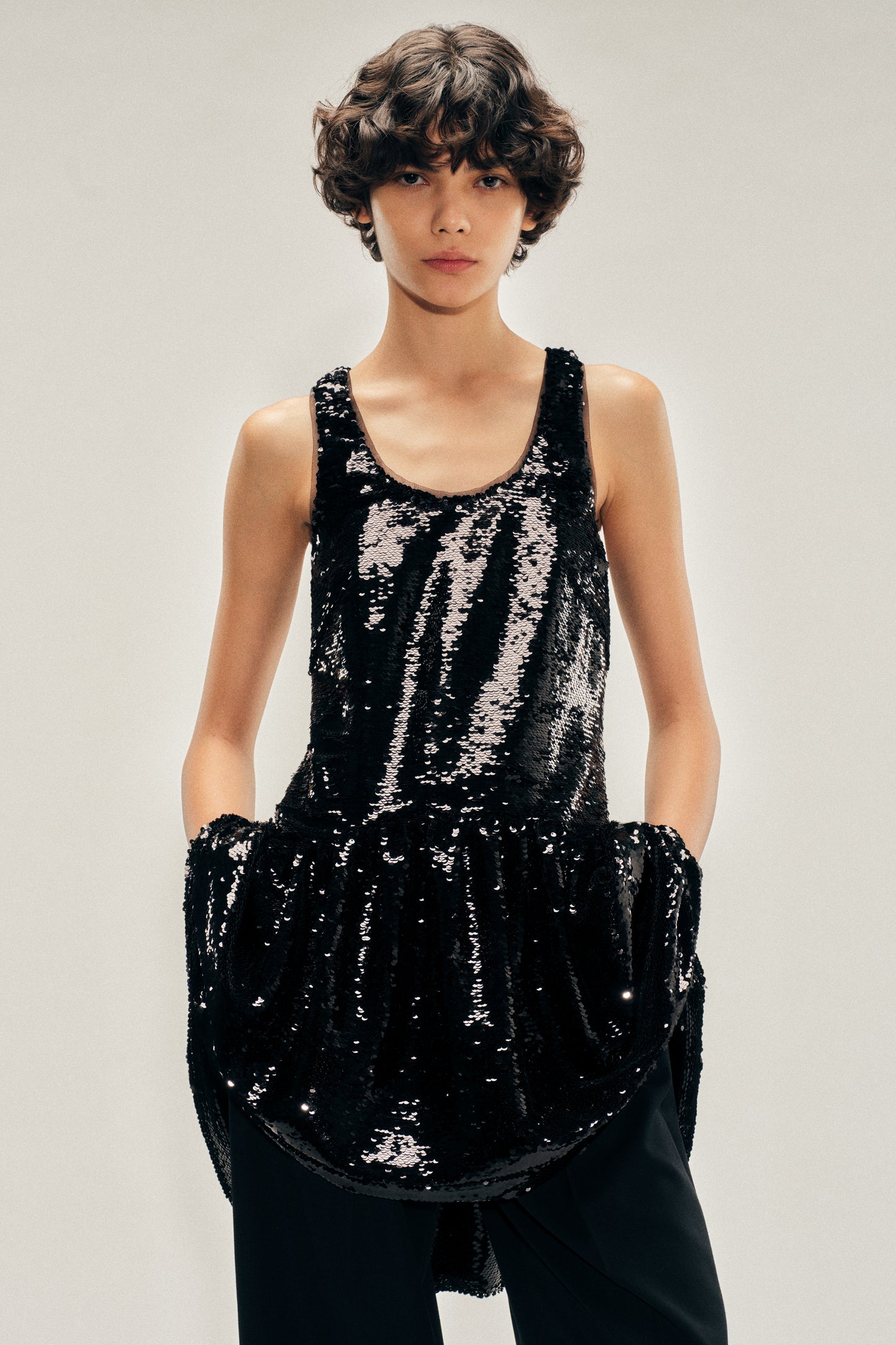 Tapered Back Peplum Mini Dress